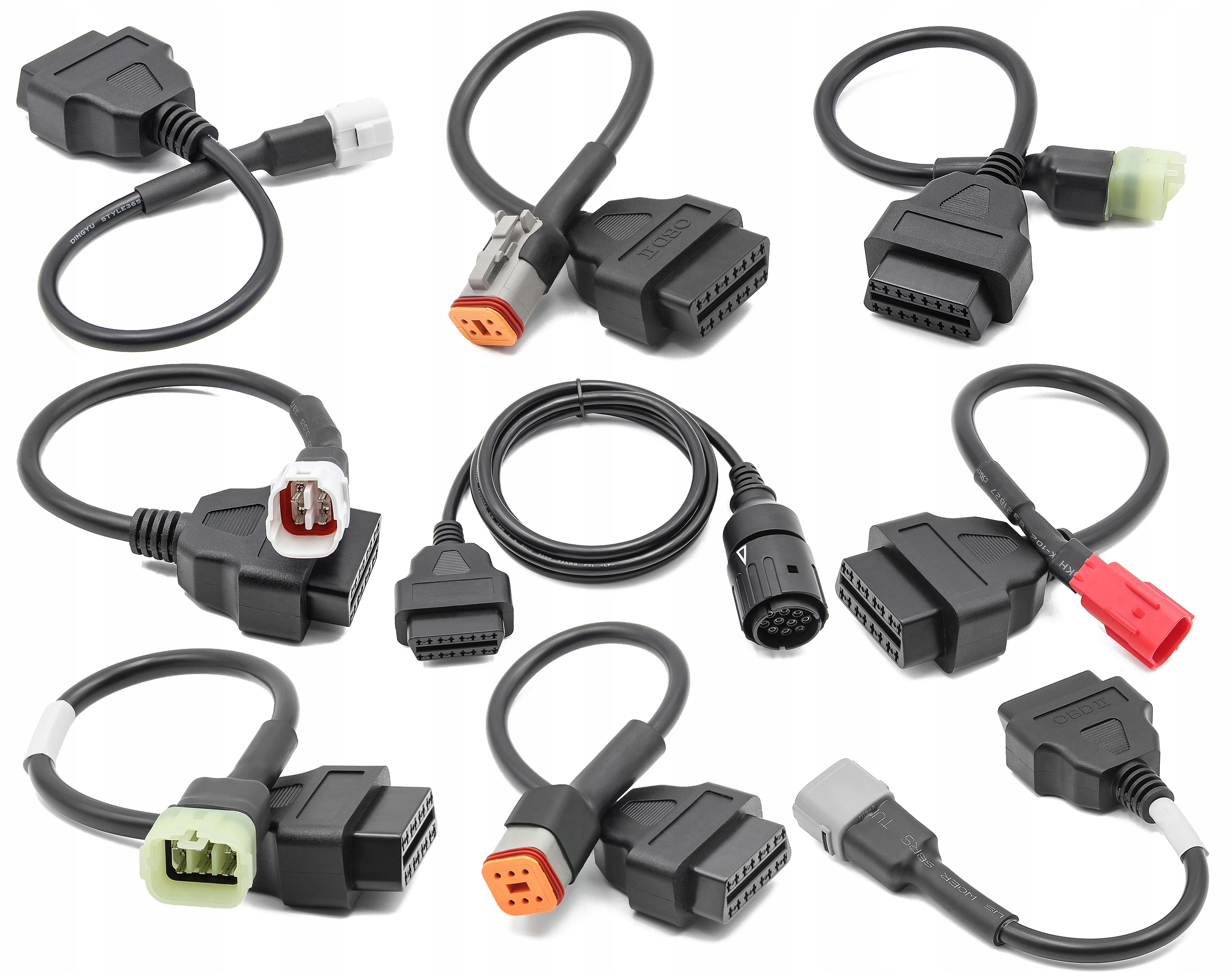 ZESTAW 9 ADAPTERÓW OBD DO MOTOCYKLI - DIAGNOSTYKA