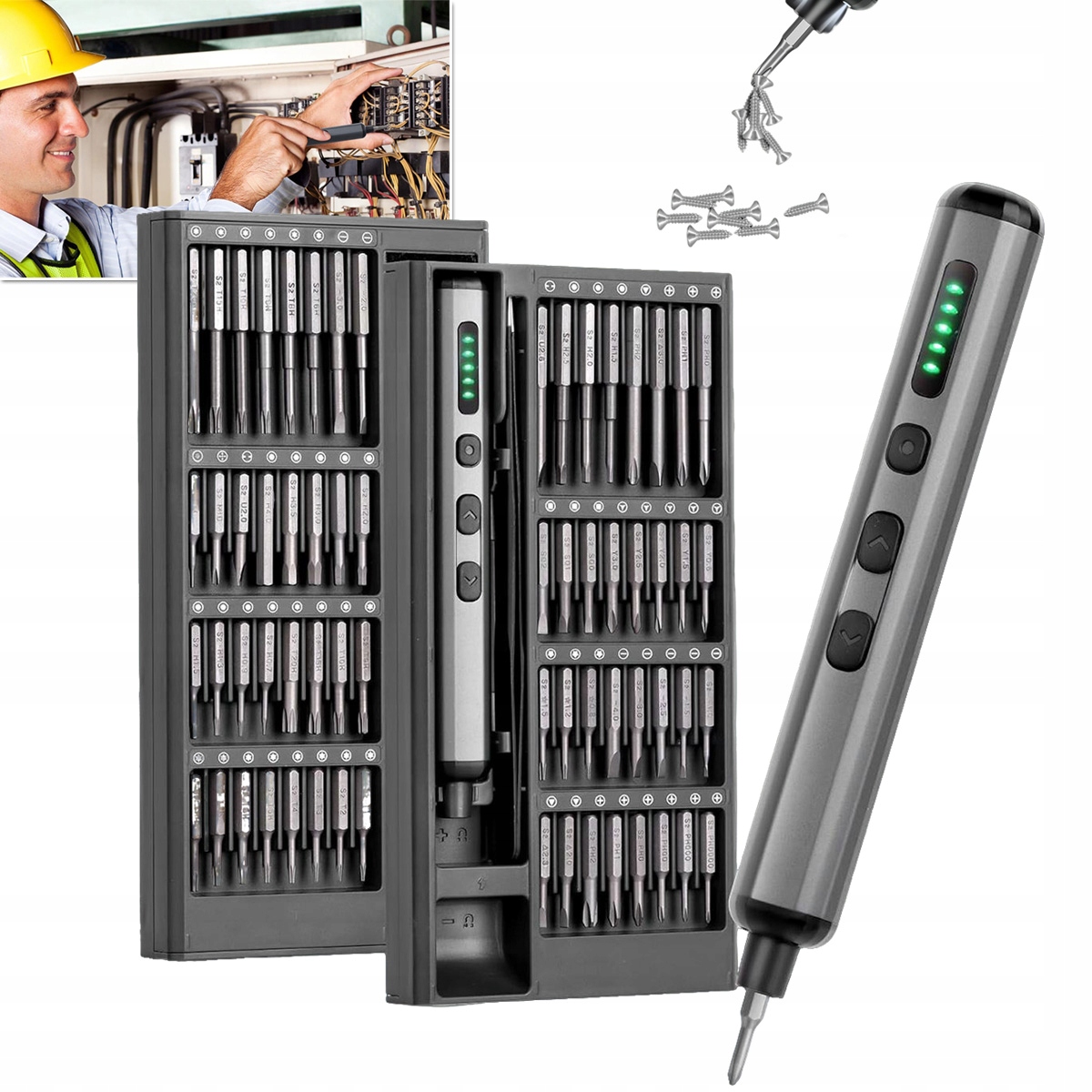 Elektryczny Śrubokręt Zestaw Wkrętaków Precyzyjnych Magnetyczne Bity 68W1