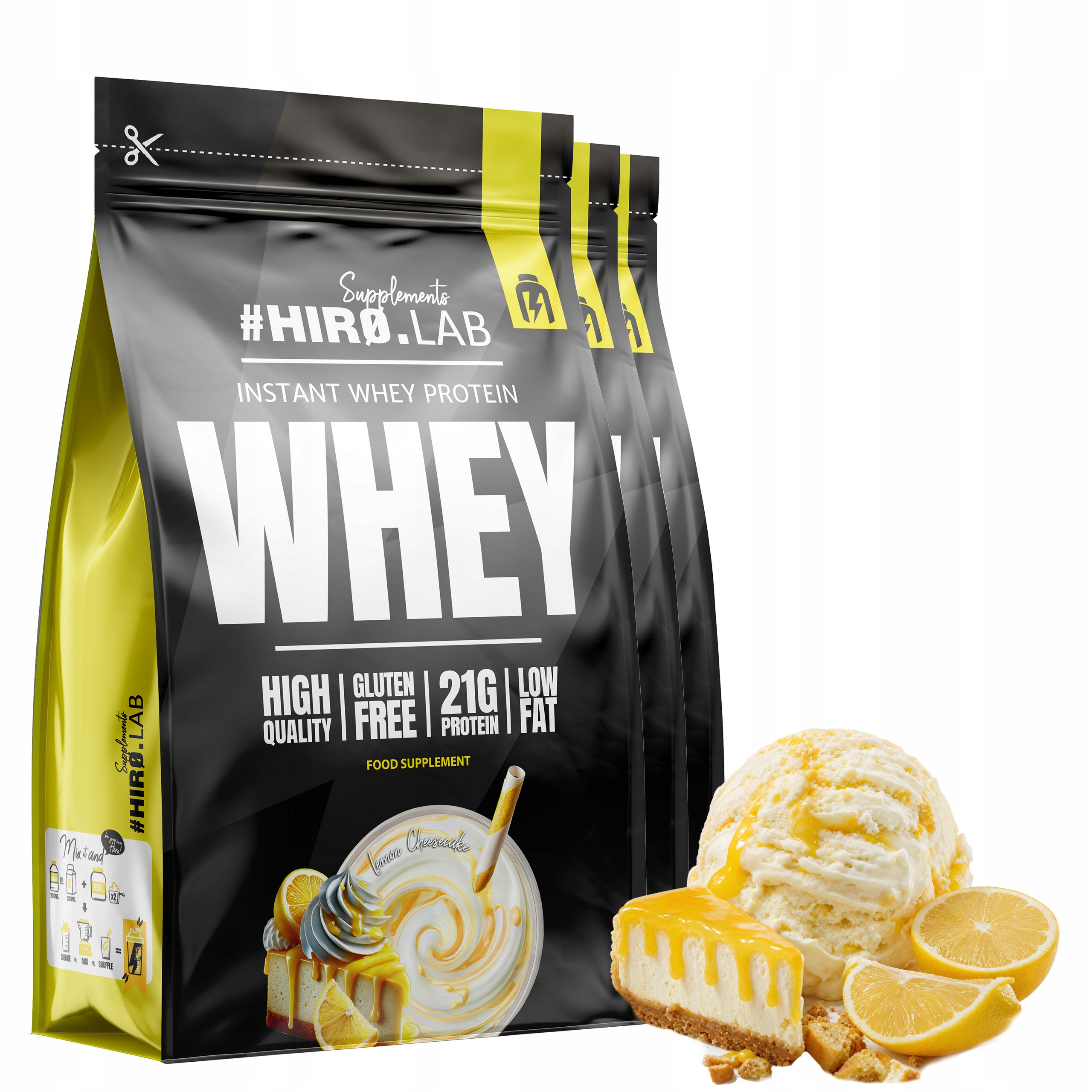 3x Wpc Instant Whey syrovátkový protein 750 g Citronový cheesecake Hiro