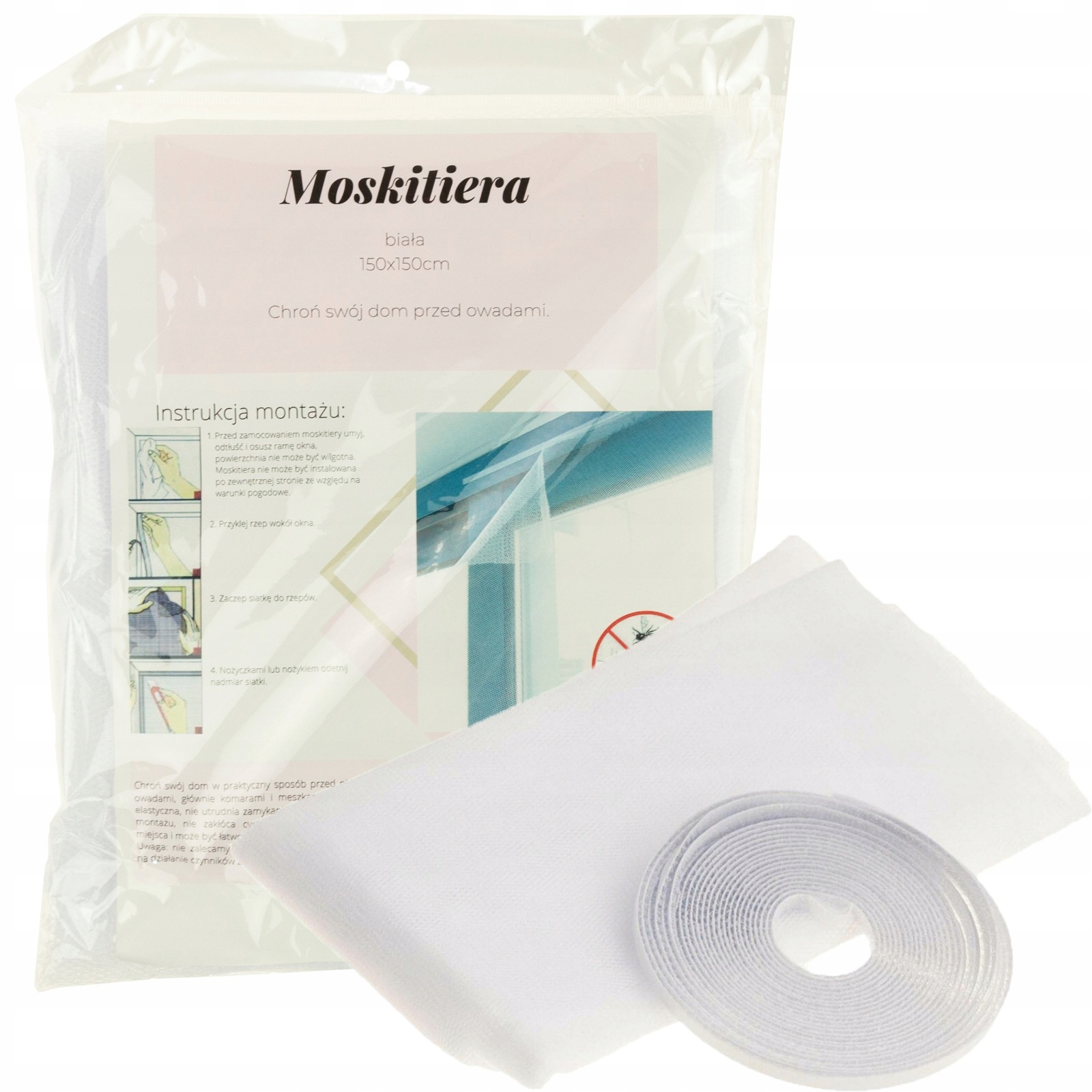 MOSKITIERA SIATKA OKNO OWADY KOMARY 150x150 +RZEP