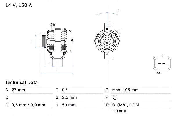 BOSCH ГЕНЕРАТОР МІНІ R56 R57 R58 R59 CLUBMAN R55 CLU + ПАКЕТ ВОДІЯ #14 