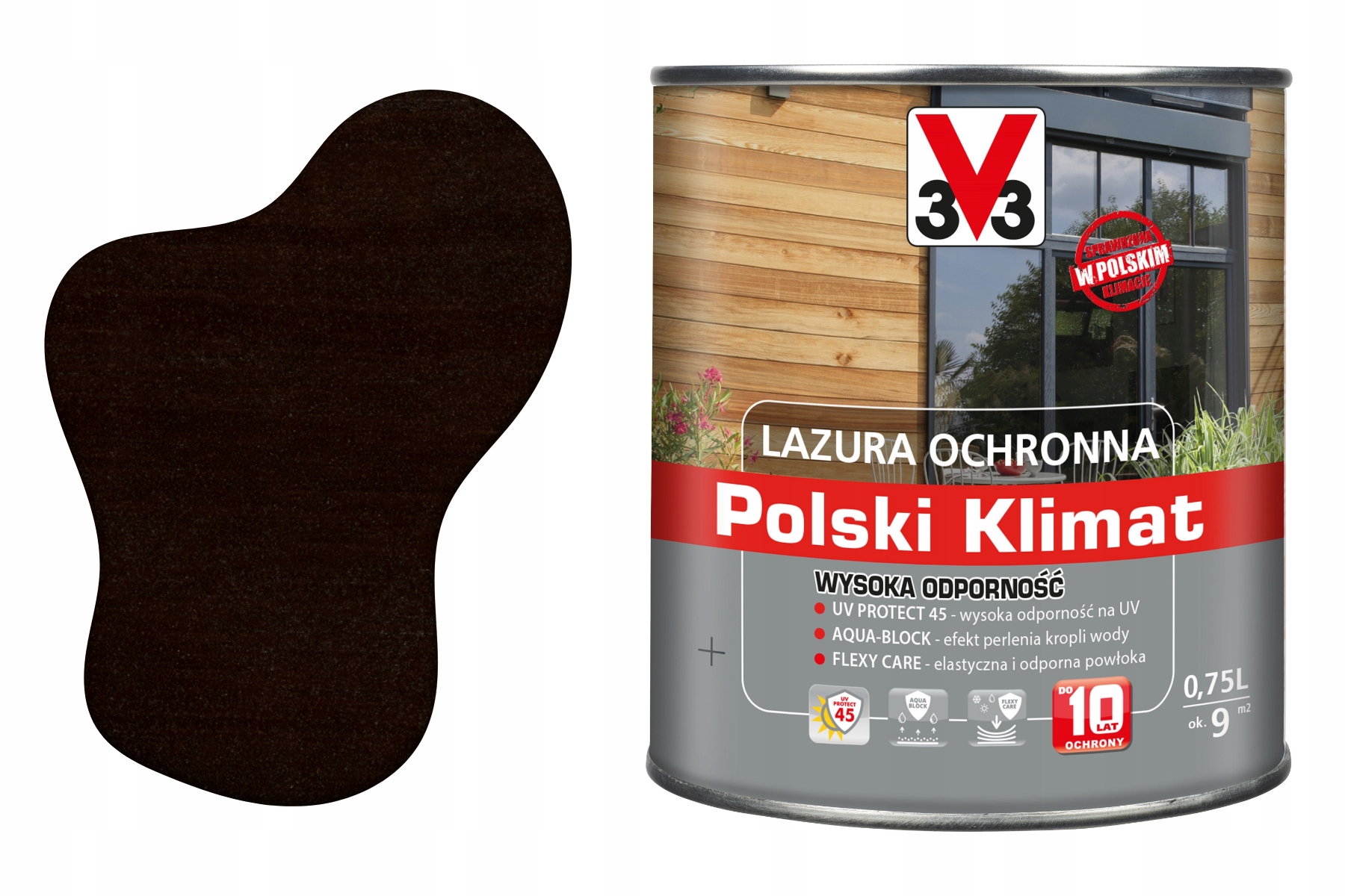 LAZURA OCHRONNA V33 POLSKI KLIMAT 10LAT 0,75L PALISANDER