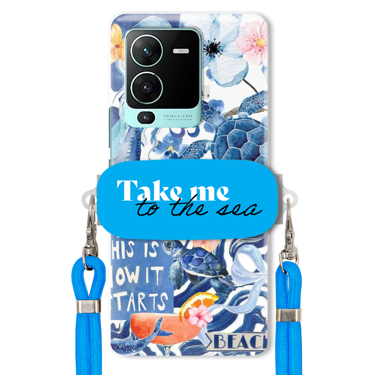Puzdro pre Vivo S15 Pro Premium Vodítko Modrá Držiak Take Me To The Sea