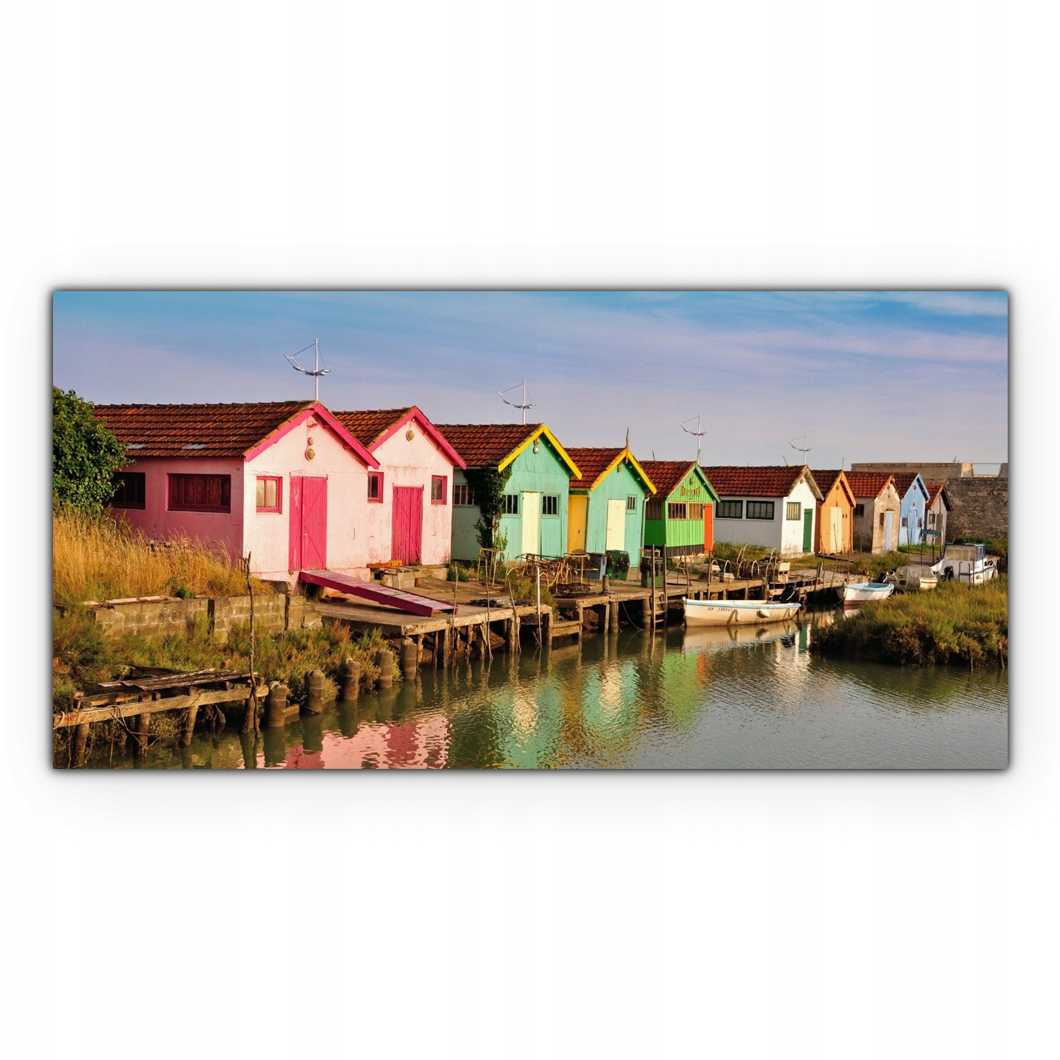 

Obraz canvas na ścianę 140x70 Rzeka Kolorowe Domy