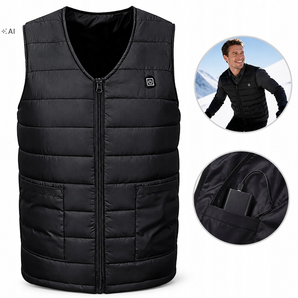 Vyhřívaná Elektrická Vesta Unisex 3XL, Hřejivá Zimní Teplá