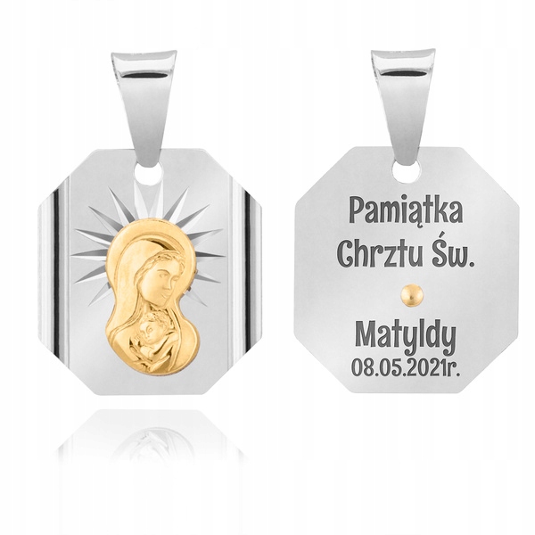 Stříbrný medailon s božskou Matkou, pozlacený gravír
