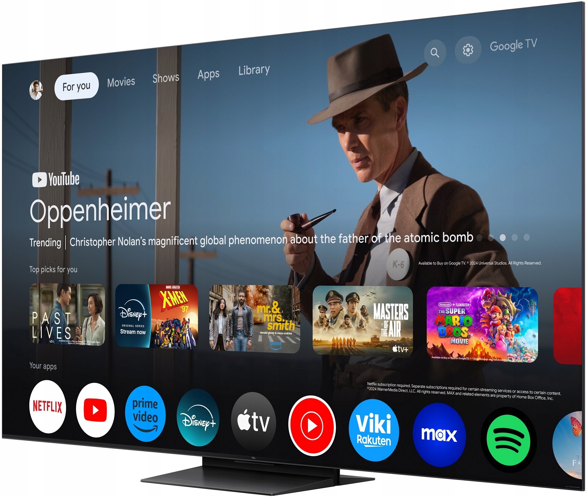 Telewizor TCL 55C7K 55" QD-Mini LED 4K 144Hz Google TV Dolby Atmos Kolor czarny