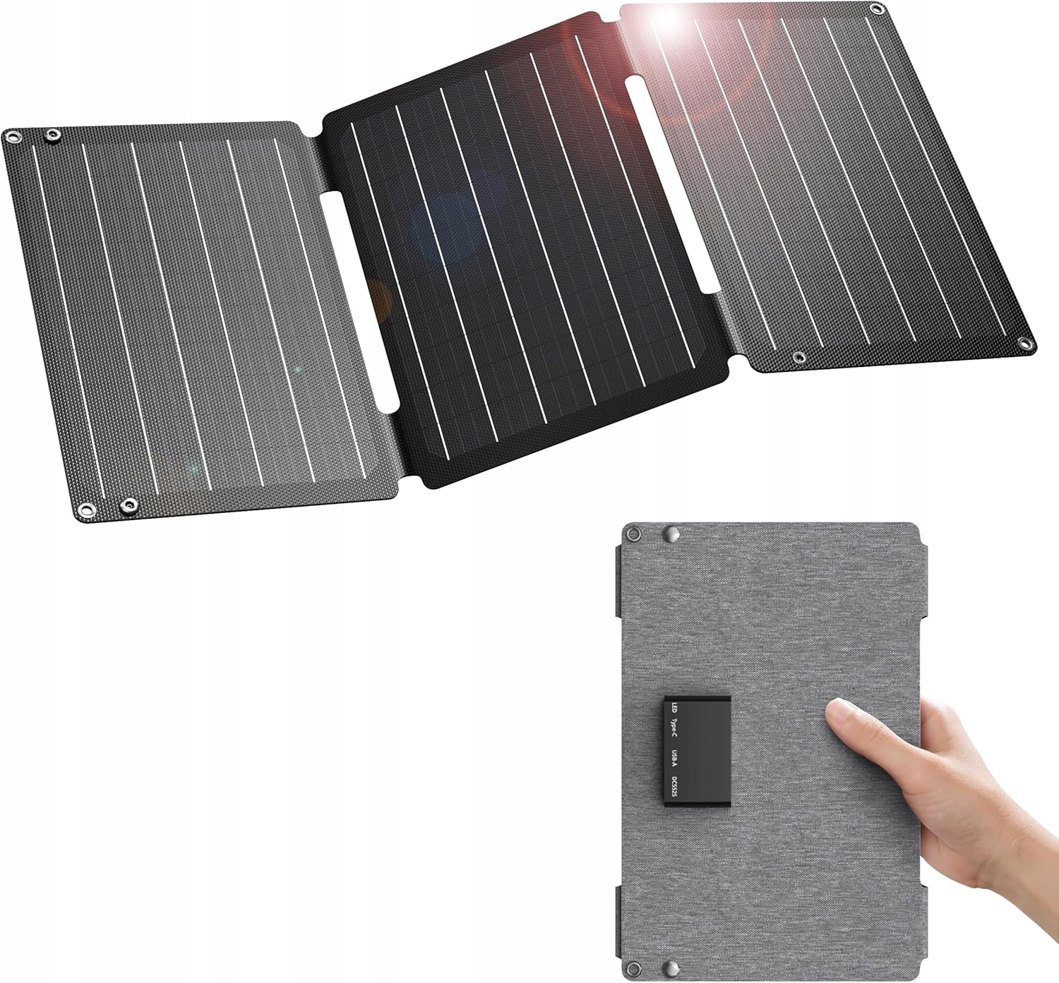 Solární Nabíječka 30W S Usb-c, Usb-a Qc 3.0 A DC Výstupem