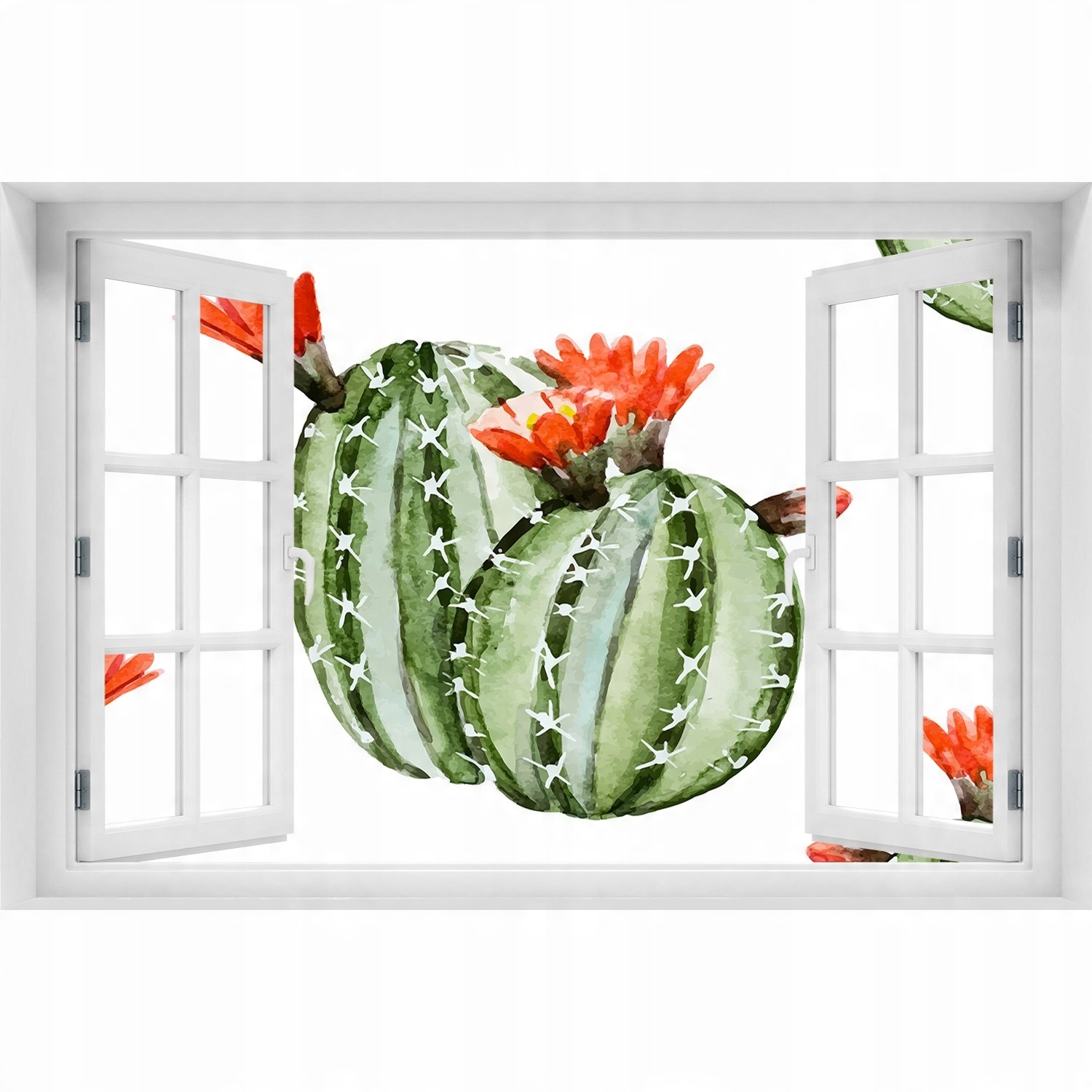 

Samoprzylepna Naklejka ścienna Okno Kaktusy 90x60