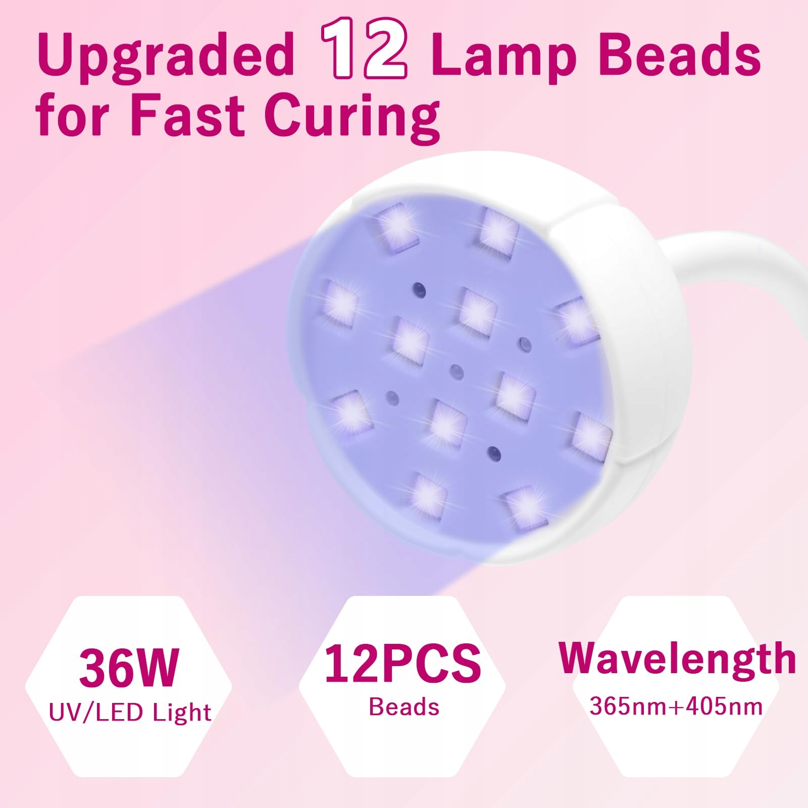 CGBE Mini Lampa UV Do Paznokci Z Czujnikiem LCD 36W 12 LED Do Żelu — miniatura 4
