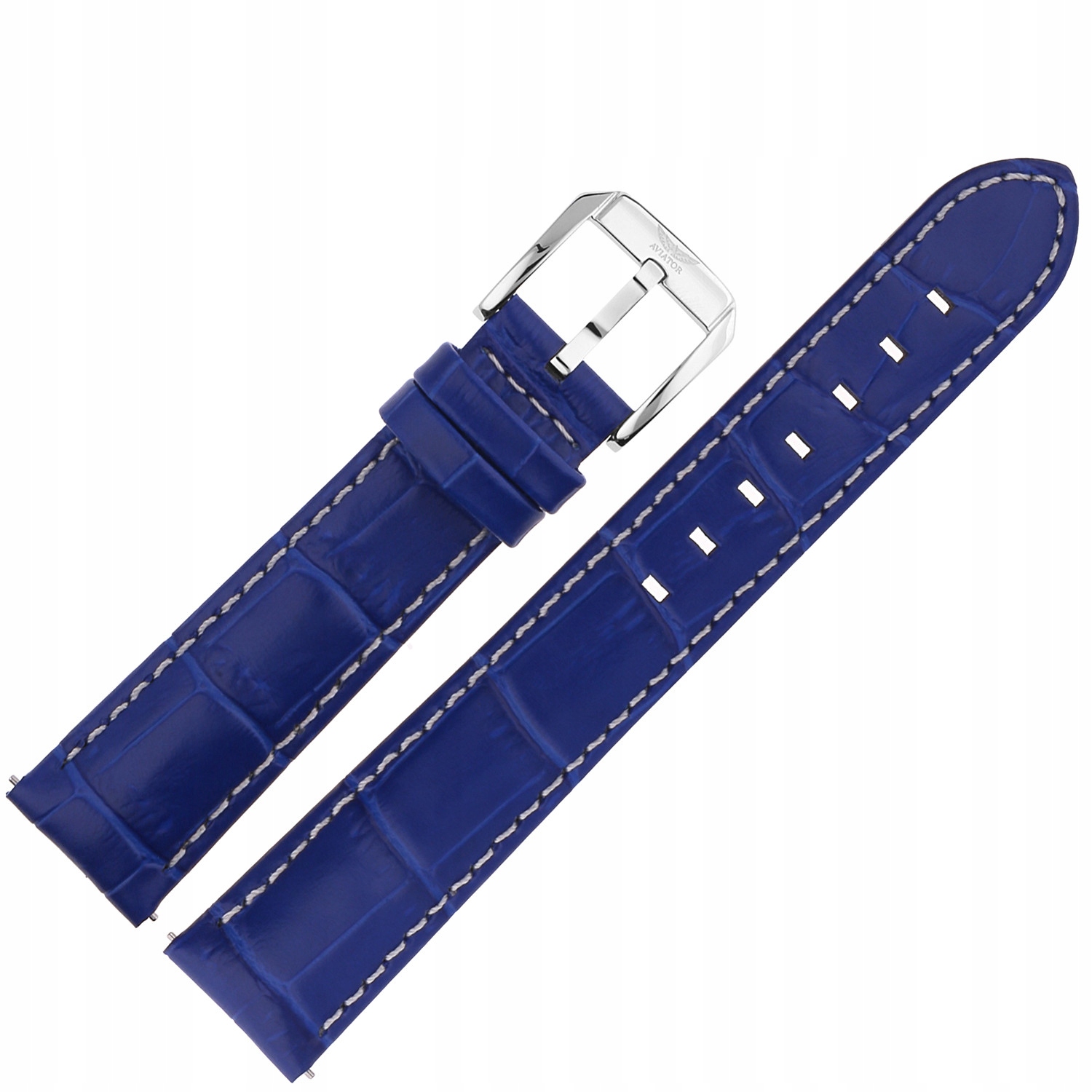 Pásek Airacobra Gmt Kůže (V.1.37.0) 19 mm modrý croco s bílou p. blánou