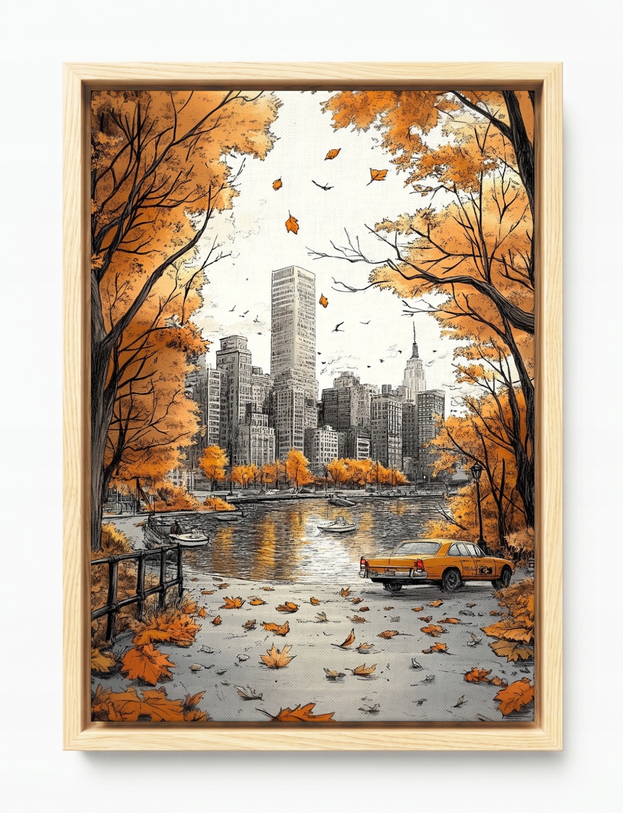 Obraz Rama American Box New York Manhattan Central Park Taxi Podzim 80x120