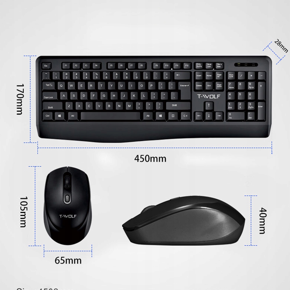 T-WOLF TF100 KLAWIATURA MEMBRANOWA BEZPRZEWODOWA WIRELESS BT + MYSZ MYSZKA Producent T-WOLF