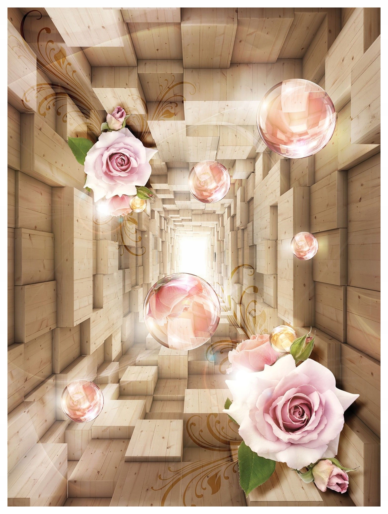 Fototapeta Růže a dřevo romantická vinylová na zeď 184x254 lepidlo