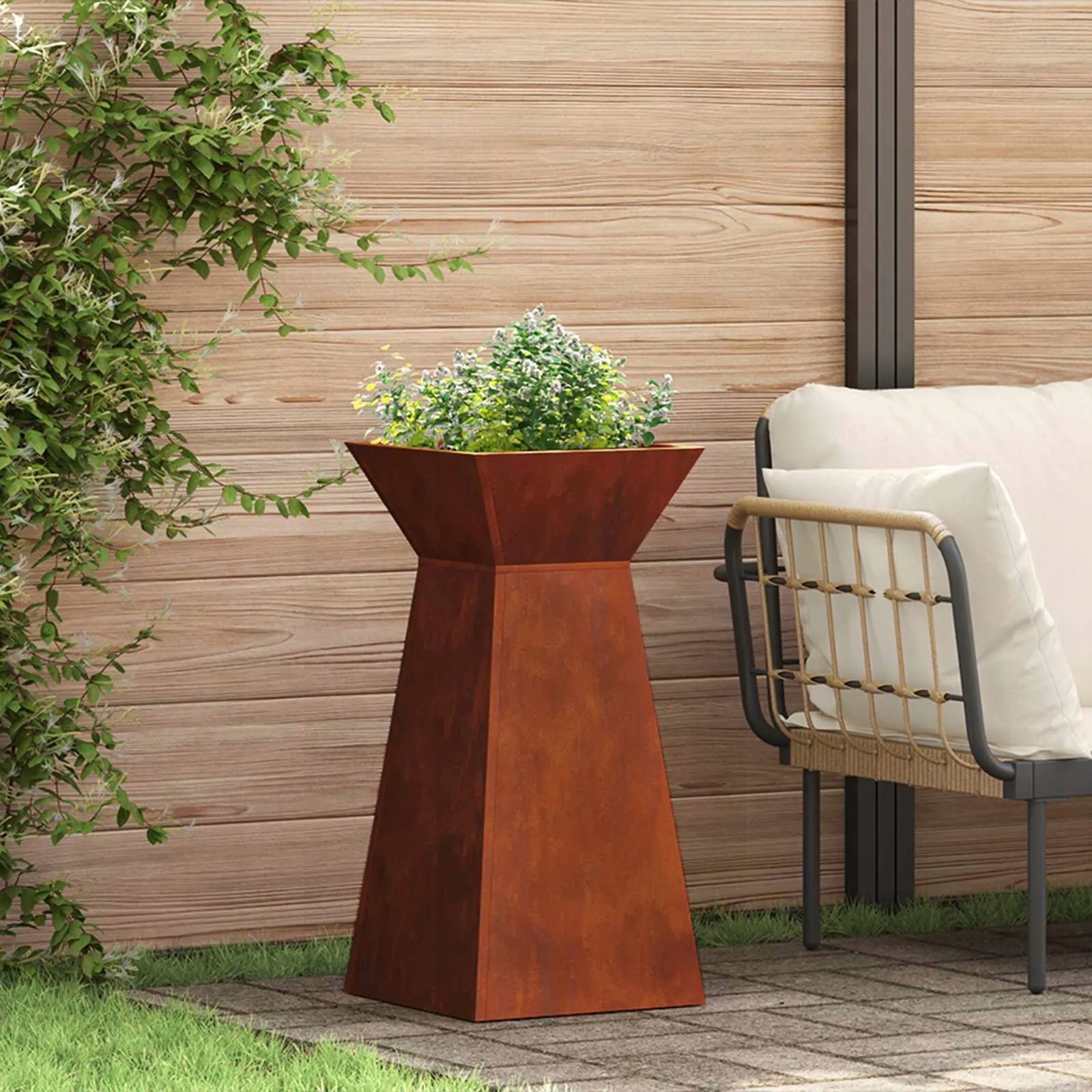 vidaXL Sloupový květináč 2 pcs Stříbrná 35 x 35 x 73 cm