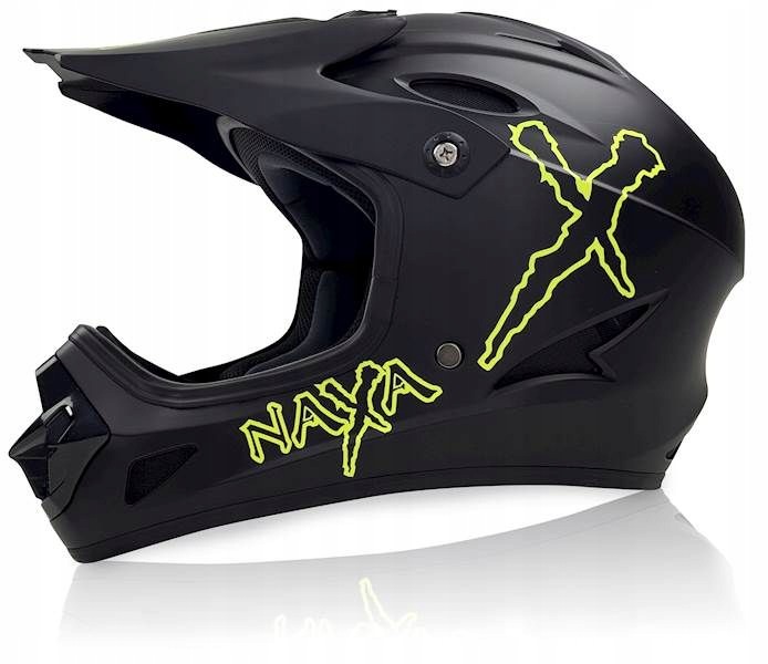Czarno Żółty Kask Rowerowy Oddychający Szczękowy Mtb Naxa DH3/E L 59-60cm