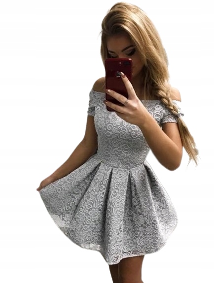 Karla Šedá Krajková Rozkládací Šaty S