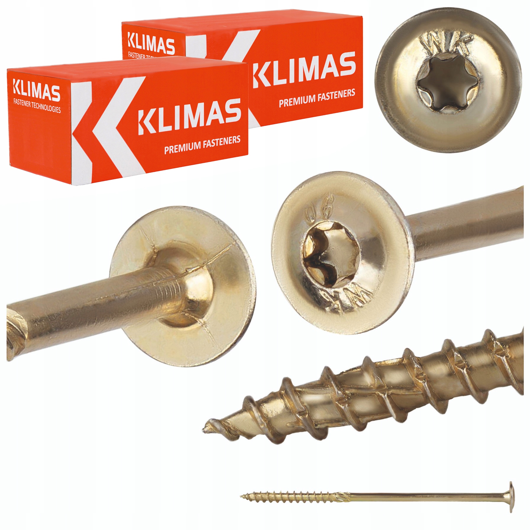 Tesařské vruty Torx 10x220 mm 50 ks talířové na dřevo Klimas Wkcp