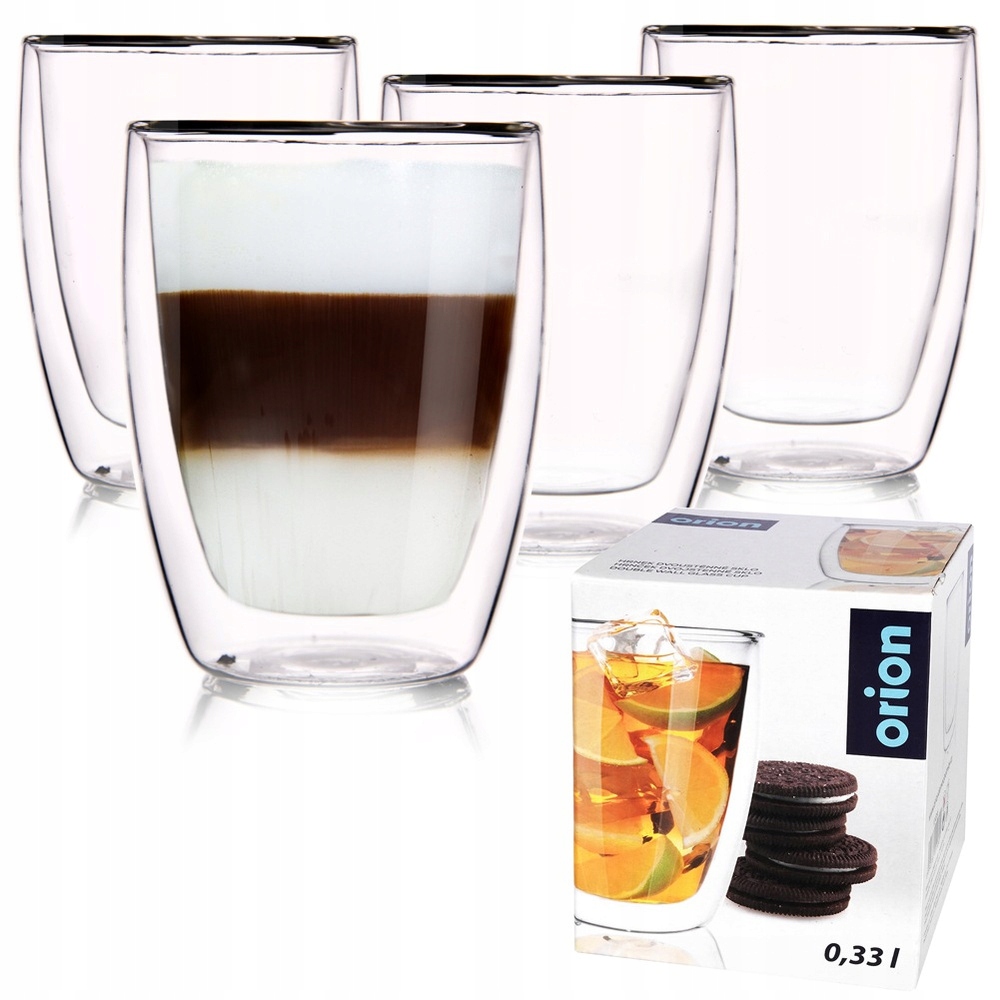 4x Termosklenice hrnky šálky na kávu latte a nápoje 330 ml