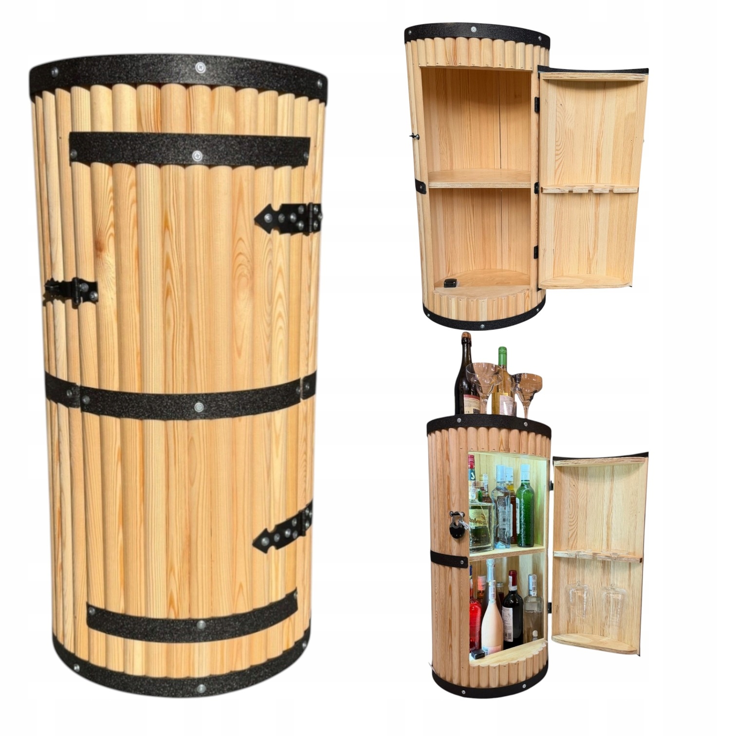 Bar na alkohol sud ze dřeva Led retro osvětlení dárek pro muže