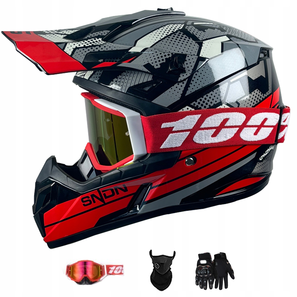 Motocyklová Přilba Lehká Enduro Quada Brýle Rukavice Maska M