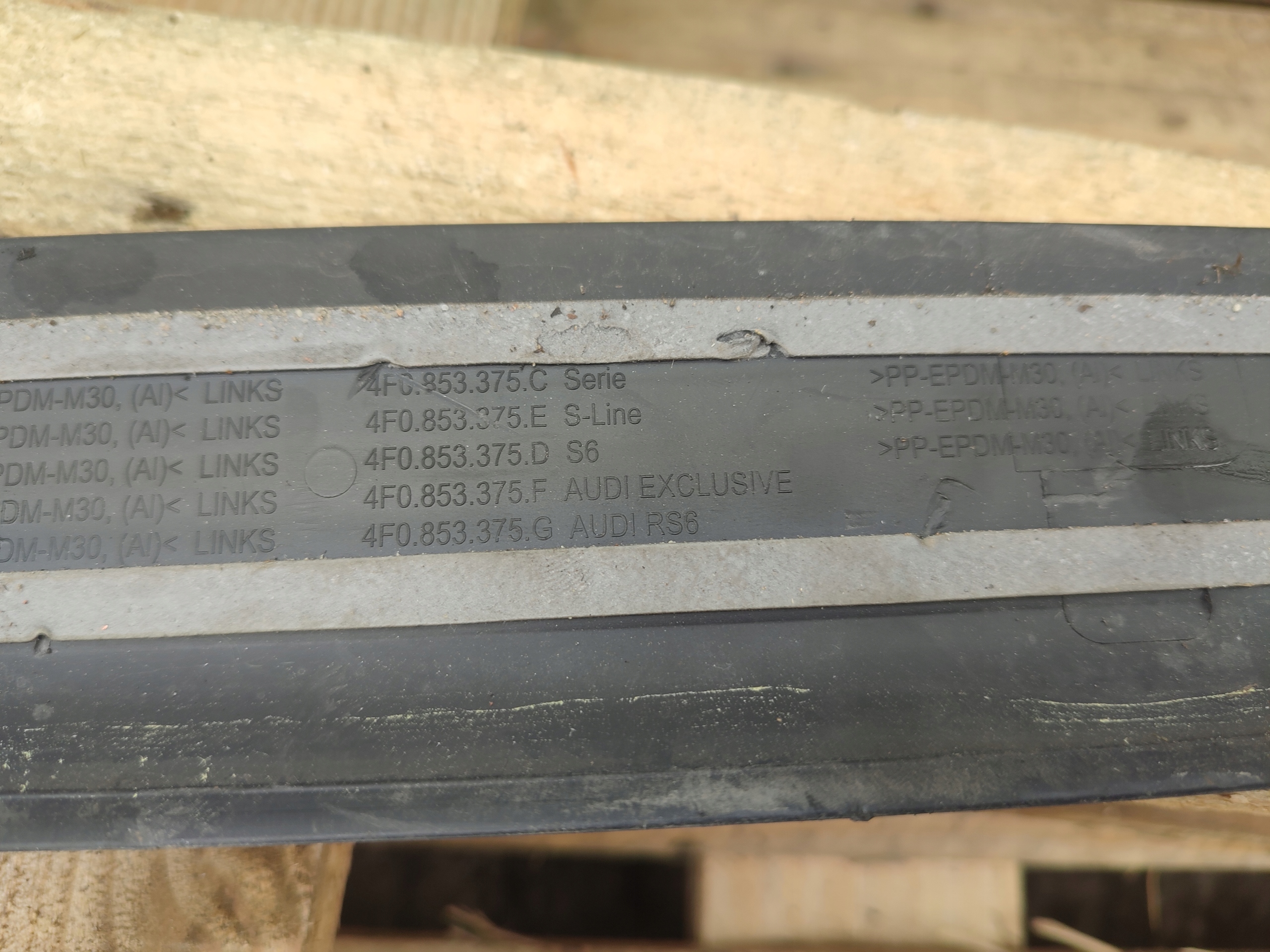 AUDI A6 C6 moulding threshold left rear part S-LINE 4F0853375E