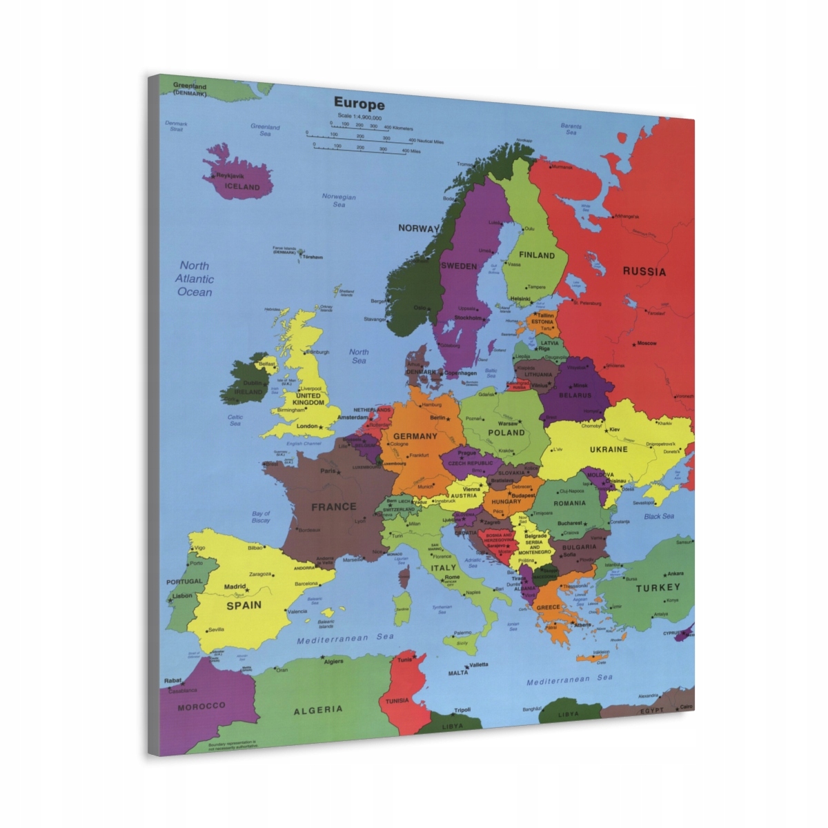 Obraz na płótnie POLITYCZNA MAPA EUROPY państwa miasta kontury 60x60 ...