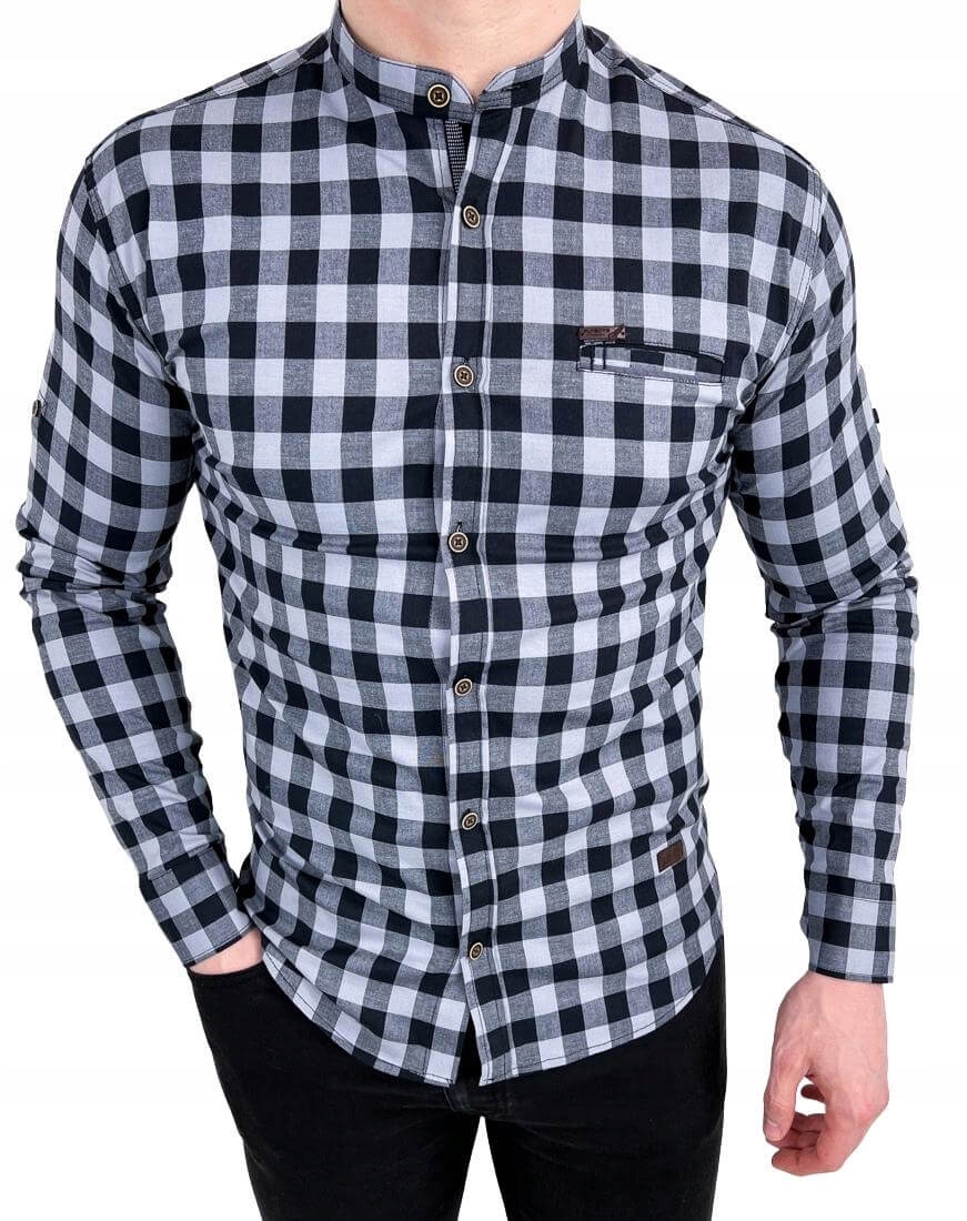 

Szara koszula meska w krate slim fit 0431/178 M