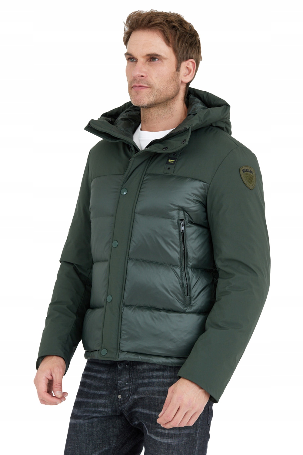 Blauer Zelená pánská péřová bunda s kapucí, velikost M