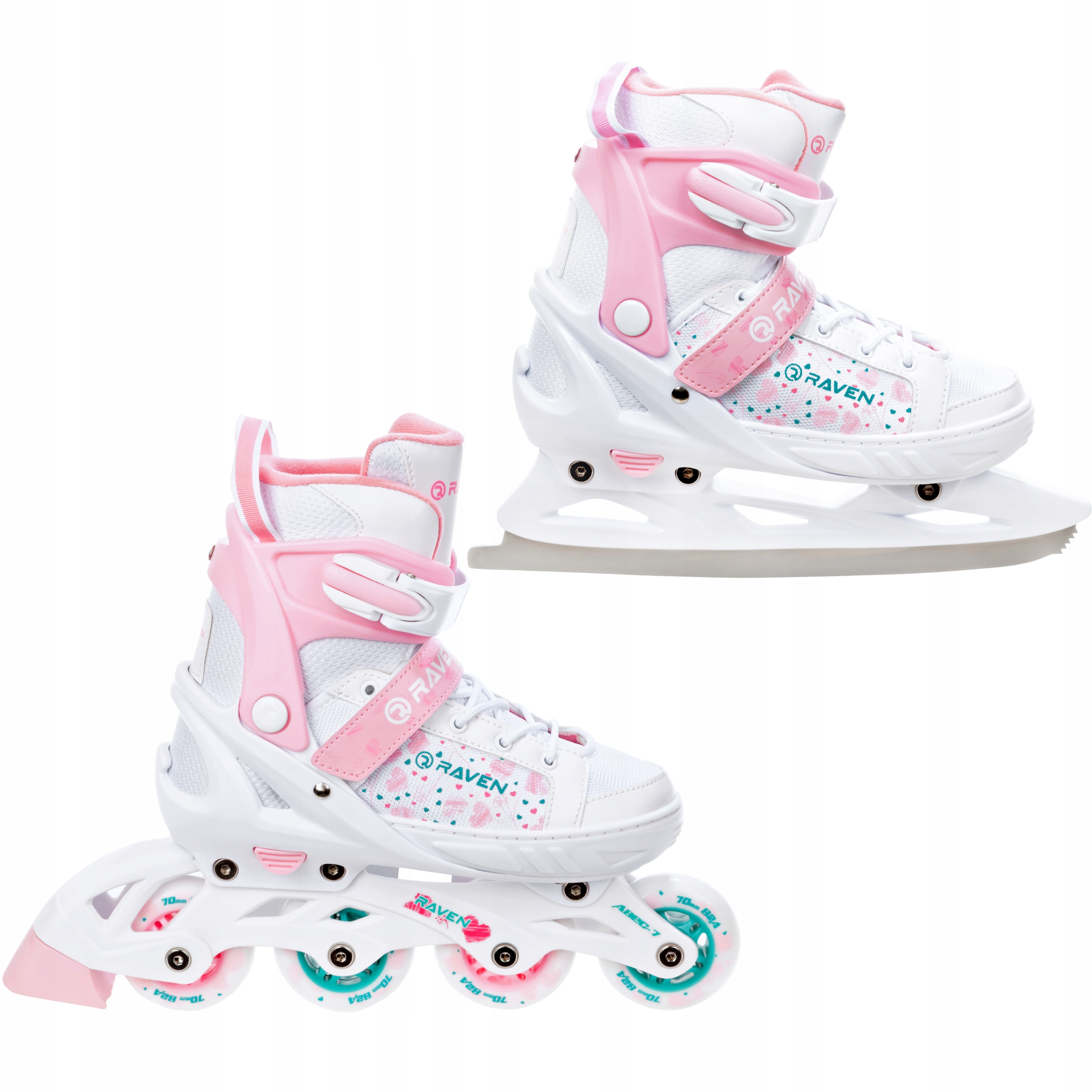 Rolki Łyżwy 2w1 Regulowane Raven Rosi 35-39 Led