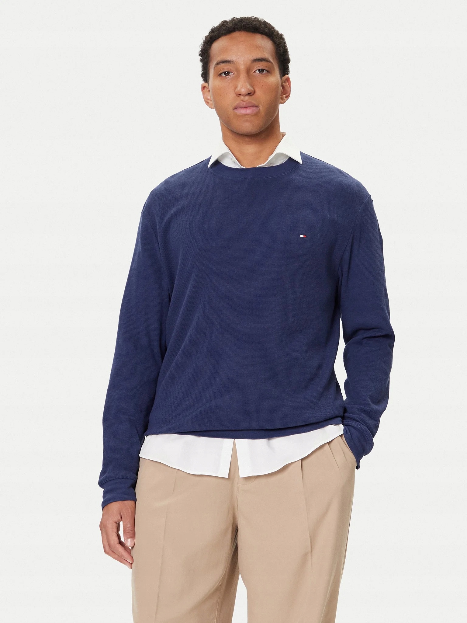 Tommy Hilfiger Modrý Bavlněný Svetr S Kulatým Výstřihem XXL Jpb