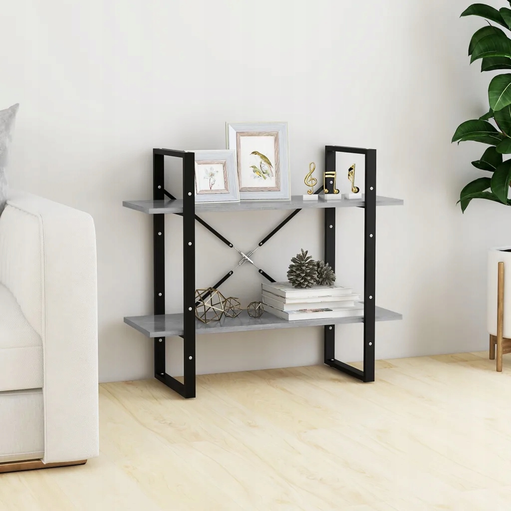 Knihovna se 2 policemi betonově šedá 80 x 30 x 70 cm kompozit Šedá 806451
