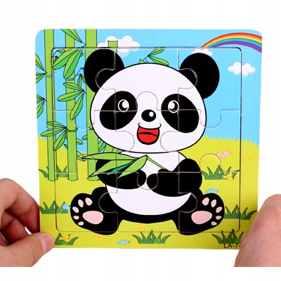 DREVENÉ PUZZLE 9 DIELIKOV VZDELÁVACIA SKLADAČKA EKO PANDA