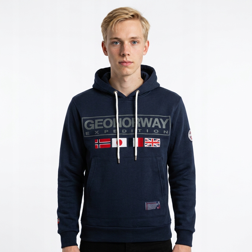 Pánská mikina Geo Norway, teplá, s kapucí , bavlněná klokanka , módní