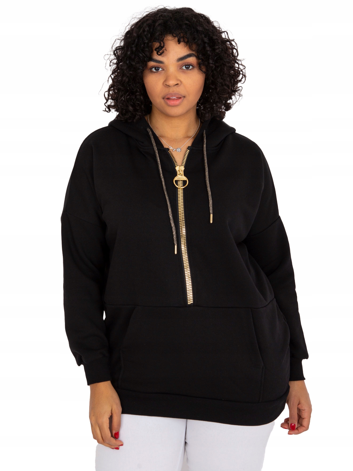 

Dresowa Bluza Damska Plus Size Z Kapturem zamek