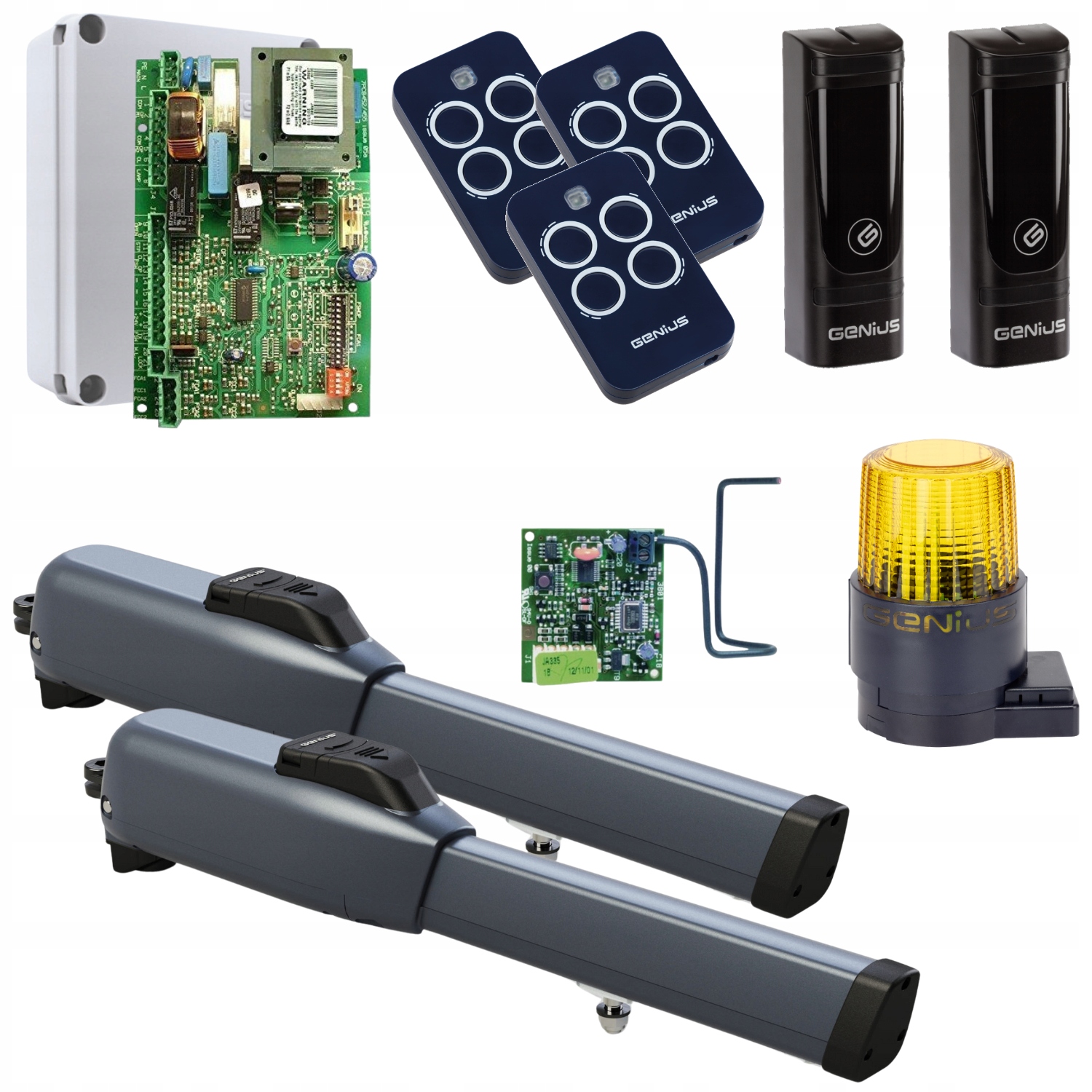 Genius Sirocco 250 Lampa Guard 230V Pilot Echo 3szt Napęd bramy rozwiernej