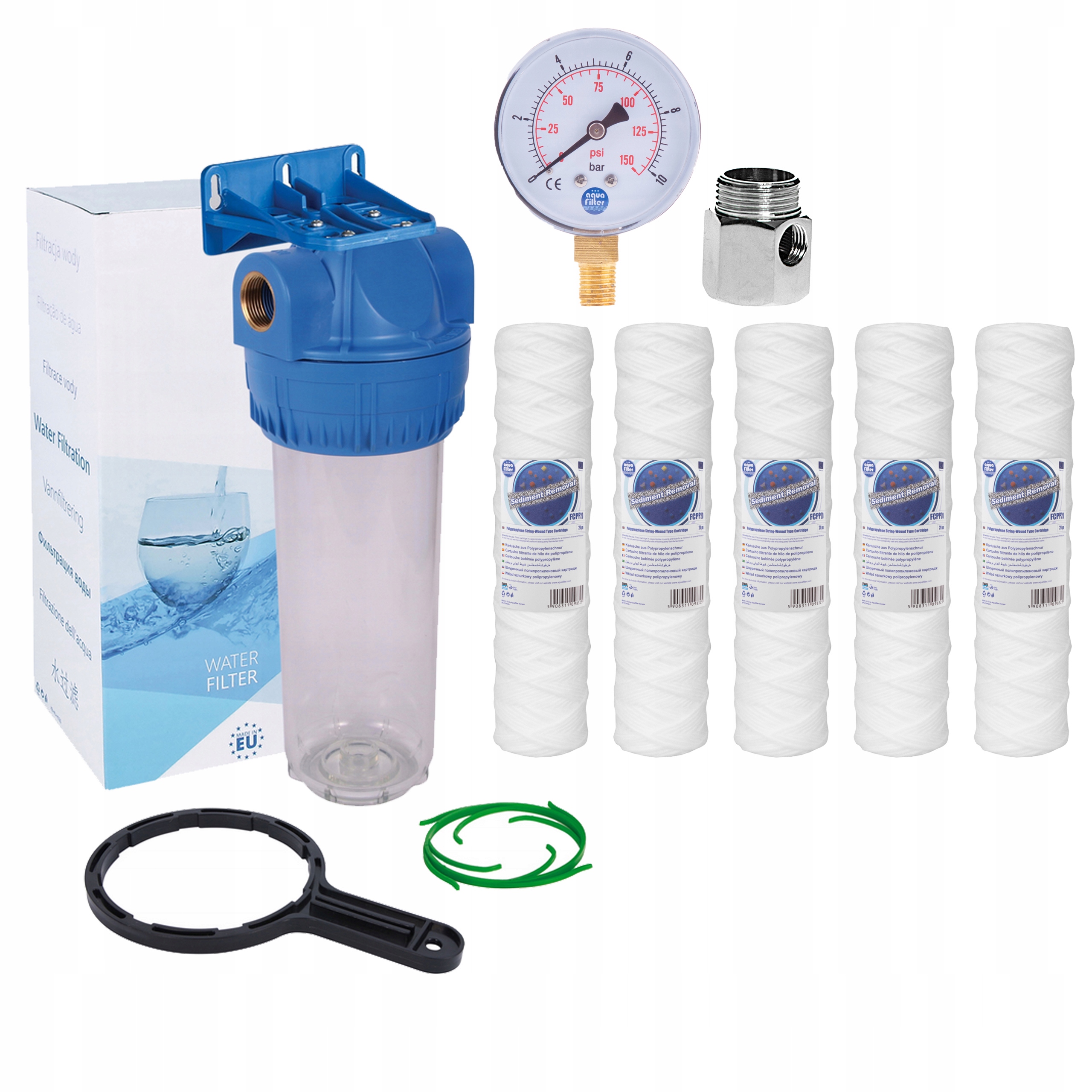 

Korpus Narurowy 3/4 Filtr Wody 5x Sznurek Manometr