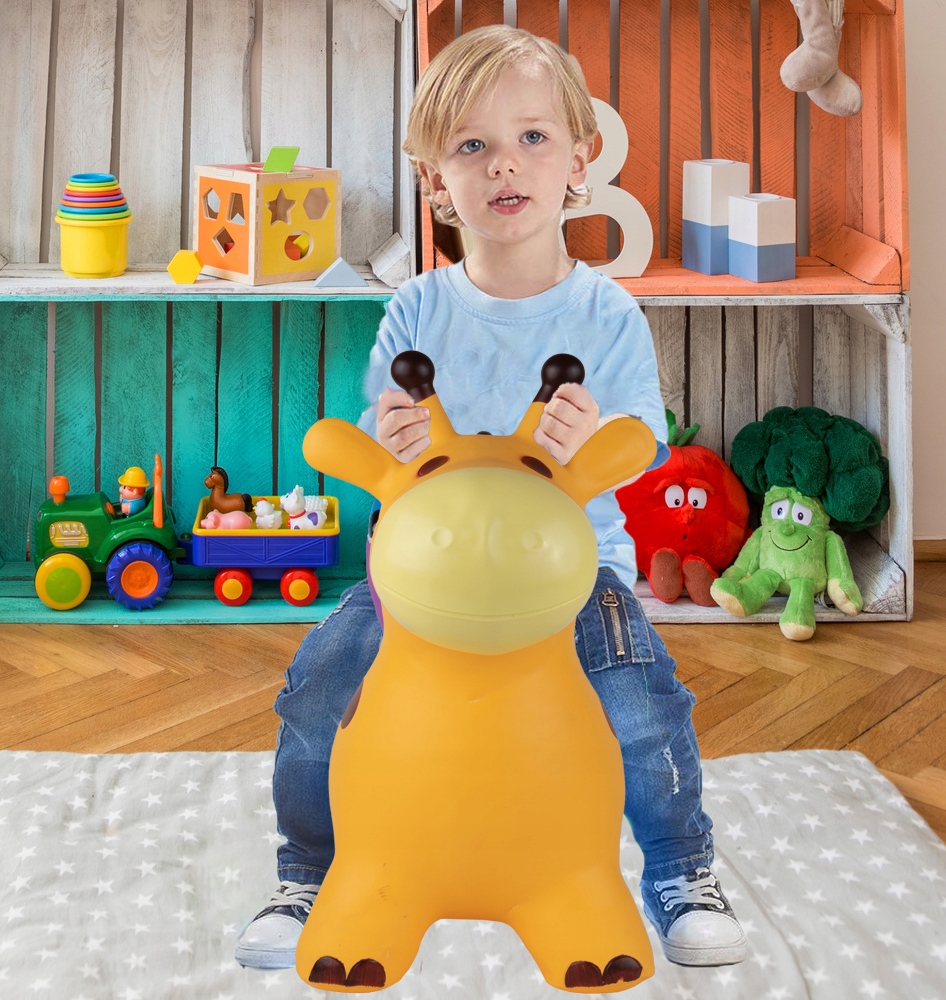 GUMMI-SPRINGPFERD GIRAFFE MIT INKLUSIVE PUMPE Material: Kunststoff