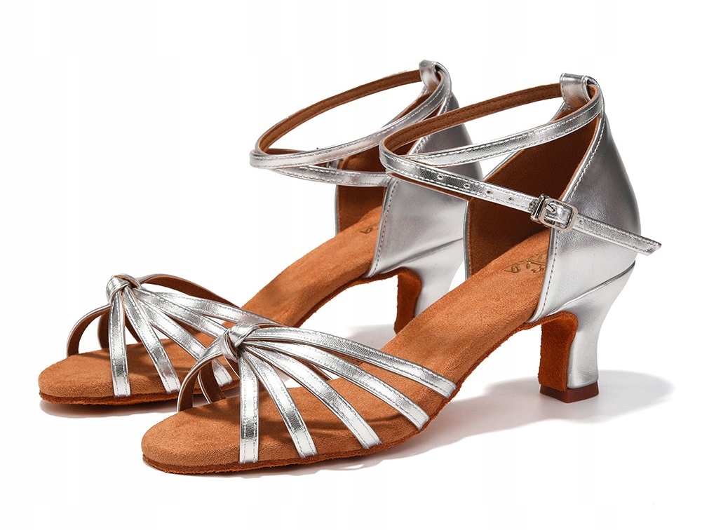 Buty Do Tańca Taneczne Latino Na Obcasie Srebrne 5cm Rozmiar 35