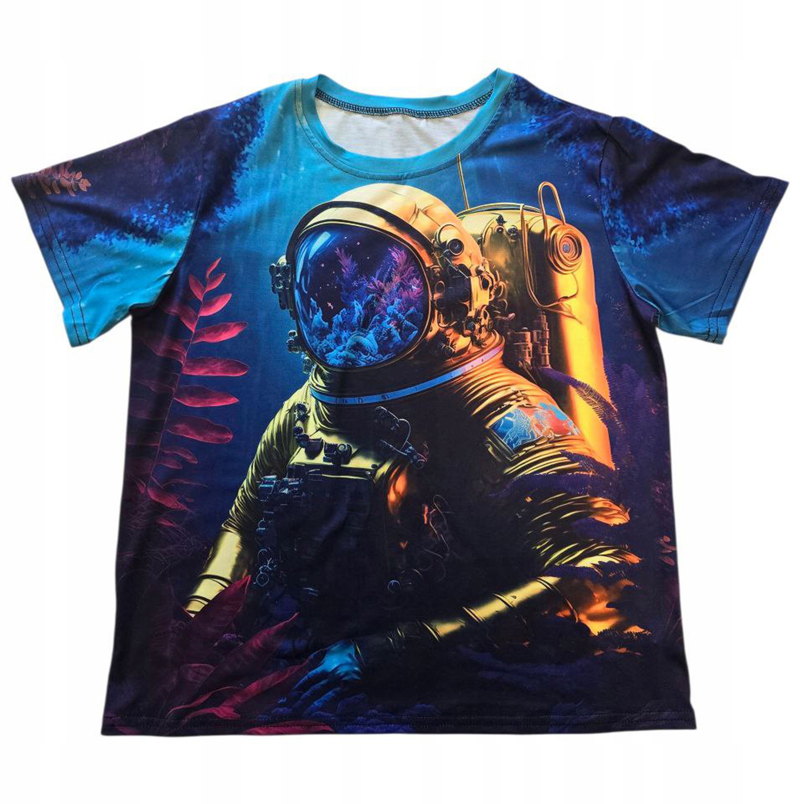 Koszulka T-shirt z krót. rękawem dla dzieci kosmo nurek kolorowy wzrost 160