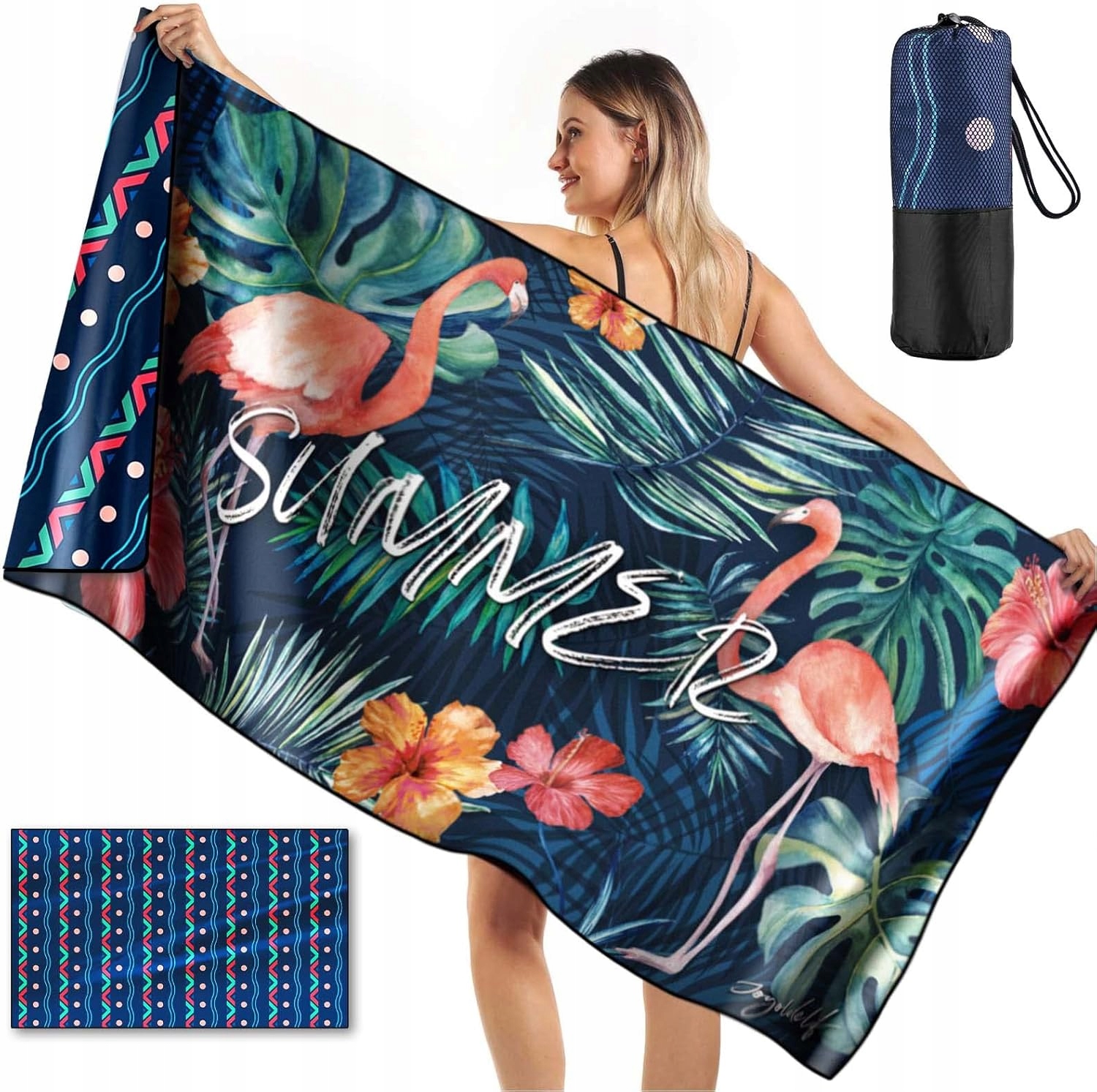 Plážová Osuška Z Mikrovlákna 180x90 CM Rychleschnoucí Lehký Antipisek
