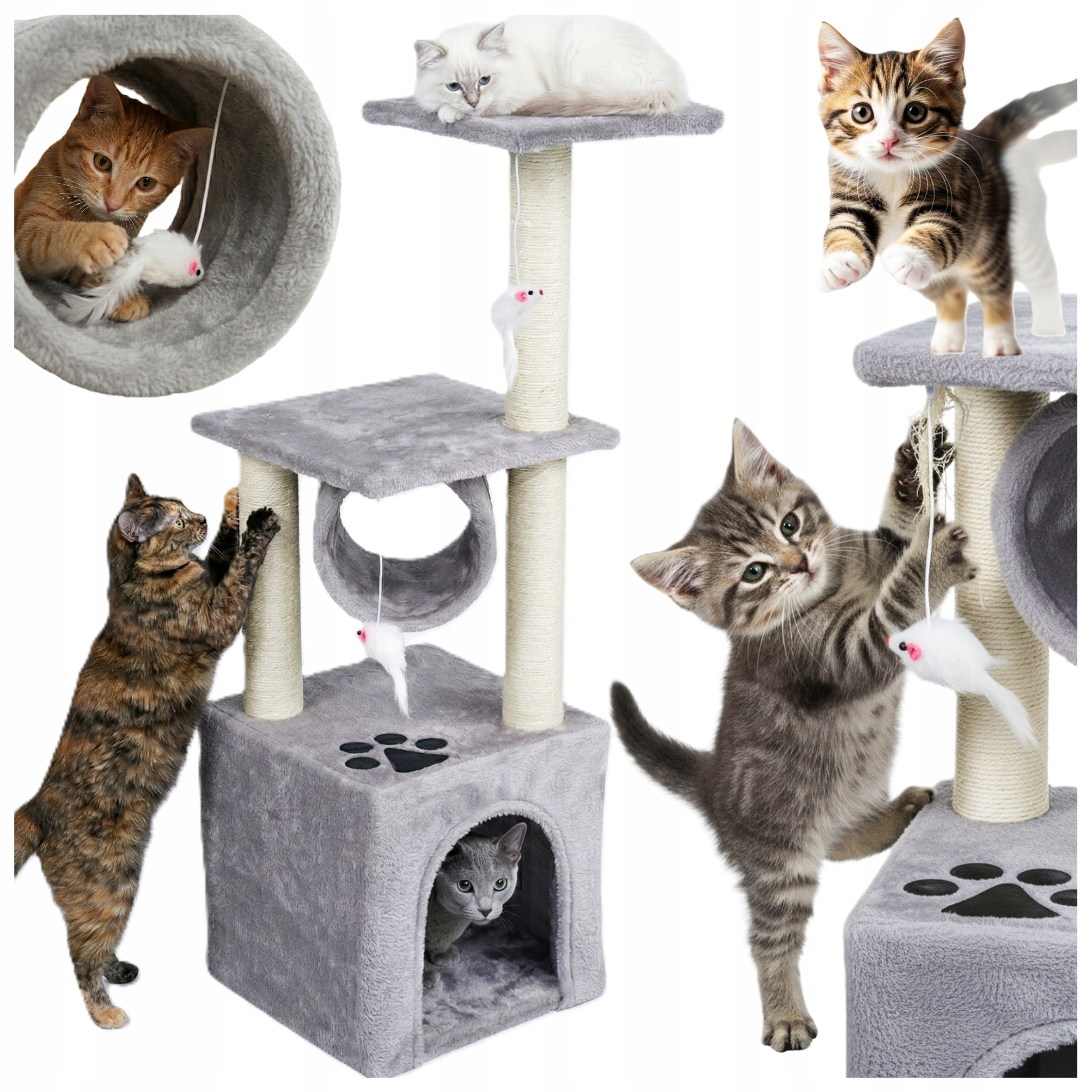 Drapak Dla Kota Wysoki Legowisko Domek Wieża Słupek Drapania Sizal 92CM XL