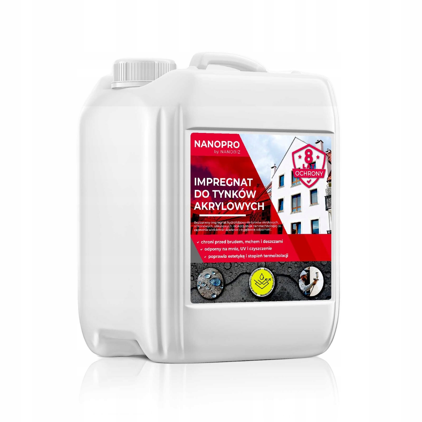 Nanopro impregnační přípravek na akrylové omítky 5L Ochrana fasády do 8 let