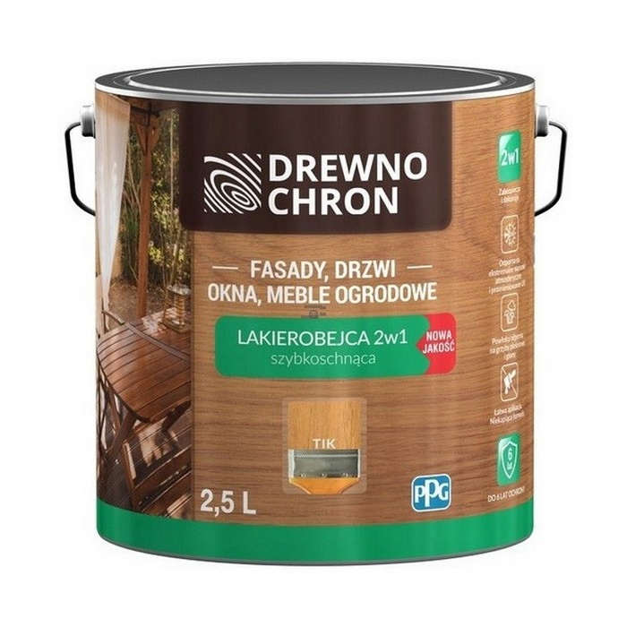 Drewnochron 2w1 Lakierobejca Tik Tek Teak 2,5L do drewna szybkoschnąca