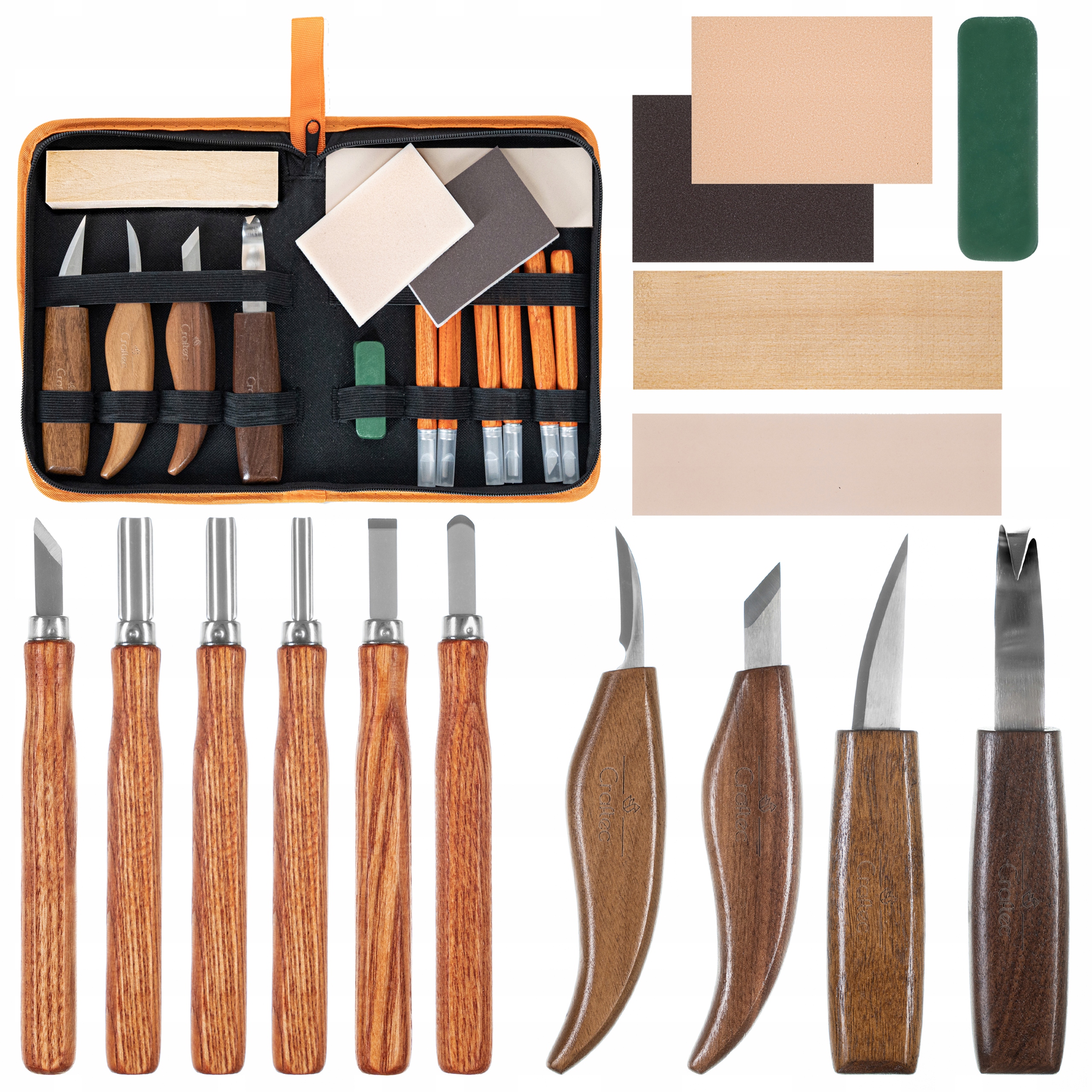 Nože pro vyřezávání do dřeva, řezbářská sada truhlářských dlát, pouzdro 16 ks.