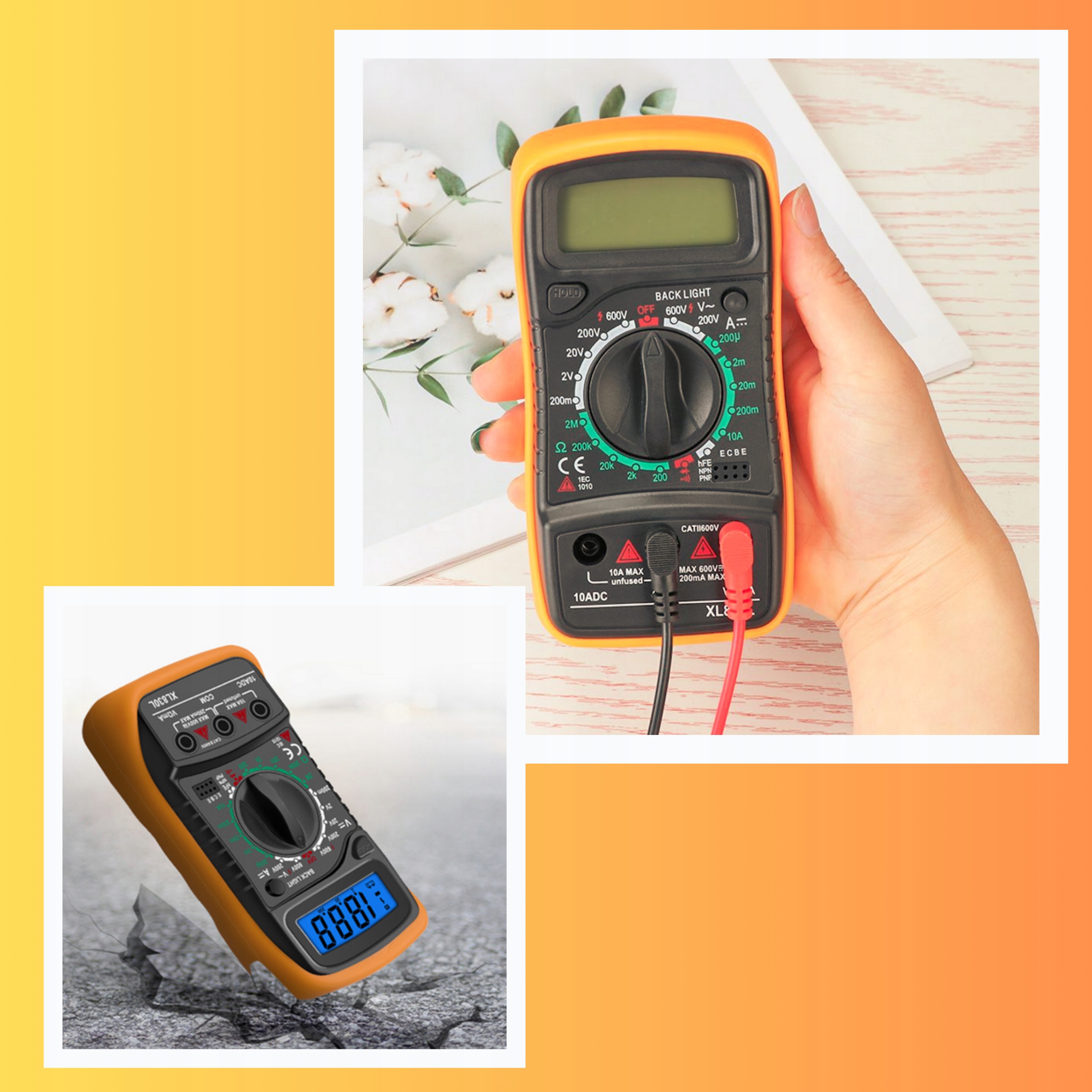 CYFROWY MIERNIK PRADU RECZNY TESTER NAPIECIA MULTIMETR Rodzaj wyświetlacza LCD