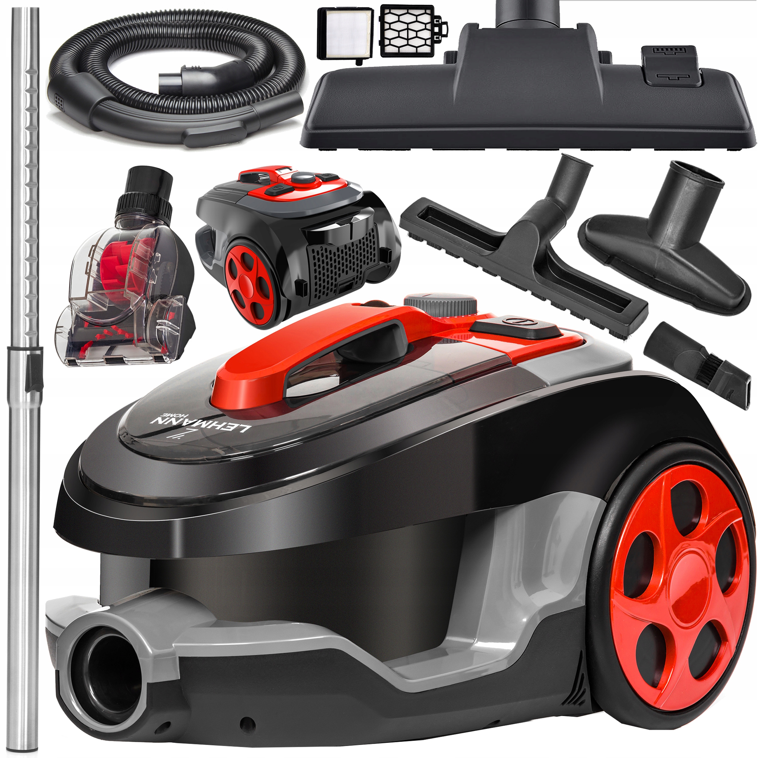 Odkurzacz Cyklonowy Lehmann Bezworkowy Turboszczotka max 4000W Hepa Cichy