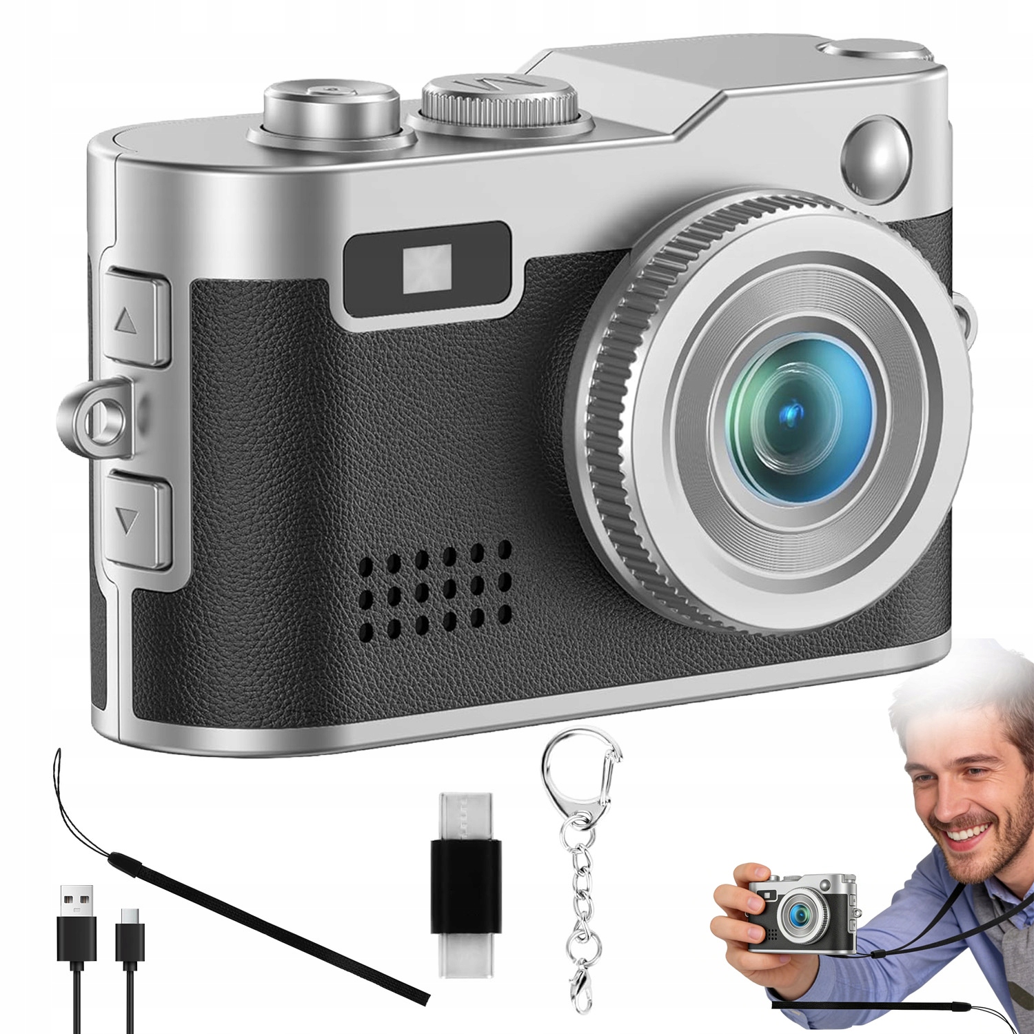 Moderní Digitální Mini Fotoaparát 1080P Hd 2MP S Led Displejem Vyplňujícím Světlo