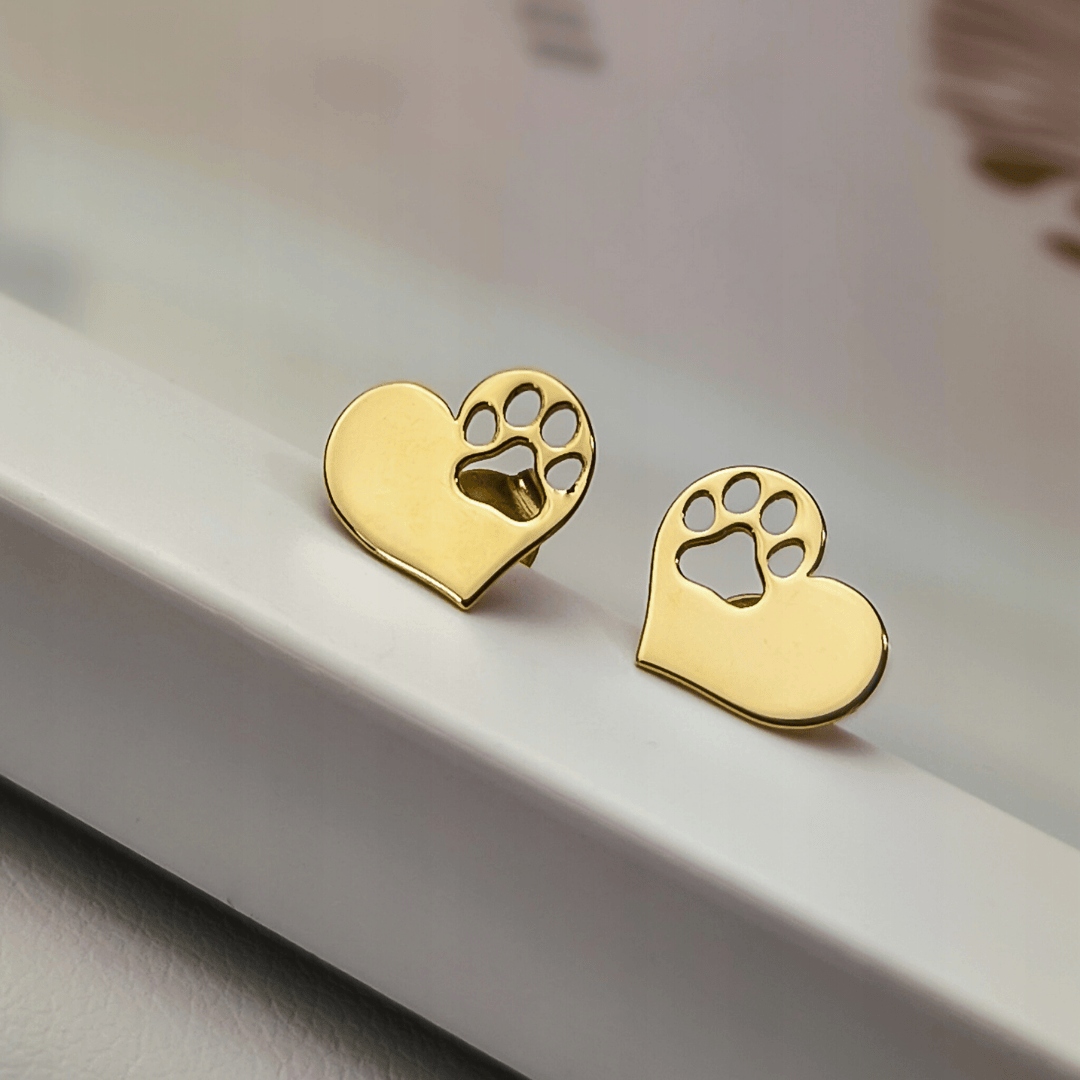 Zlaté náušnice – srdce, tlapky pr. 585