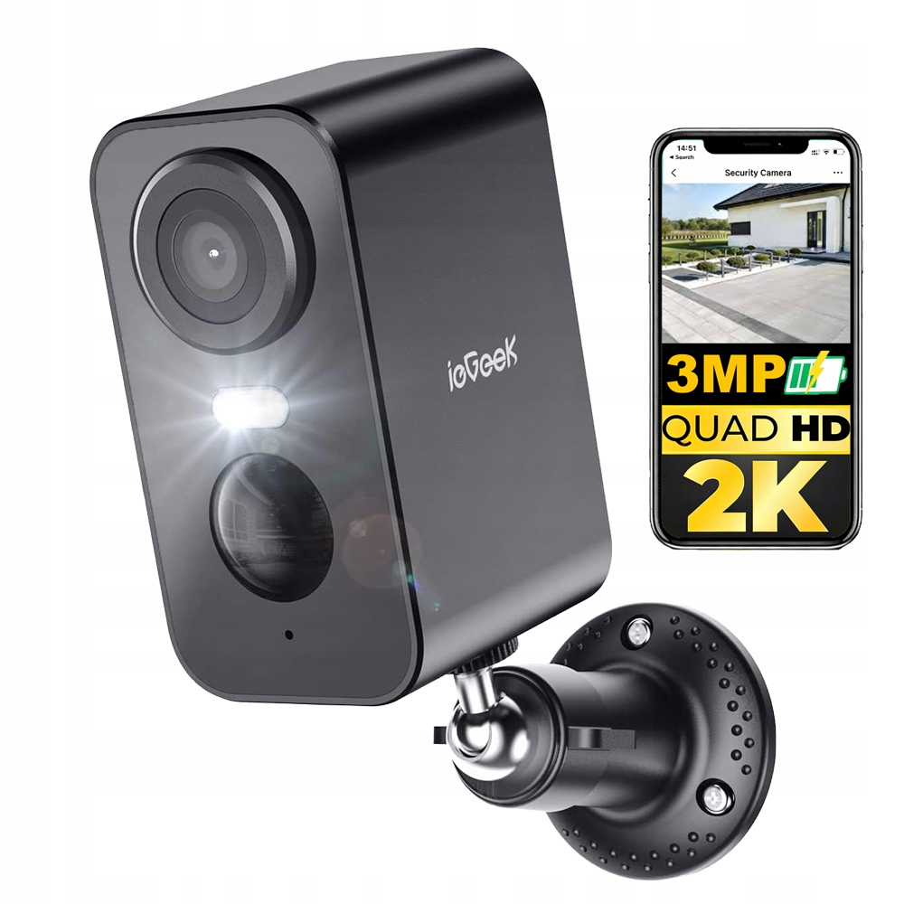 Wifi Kamera Na Baterie Bezdrátová Ip Wifi 3MP 2K s barevným nočním viděním